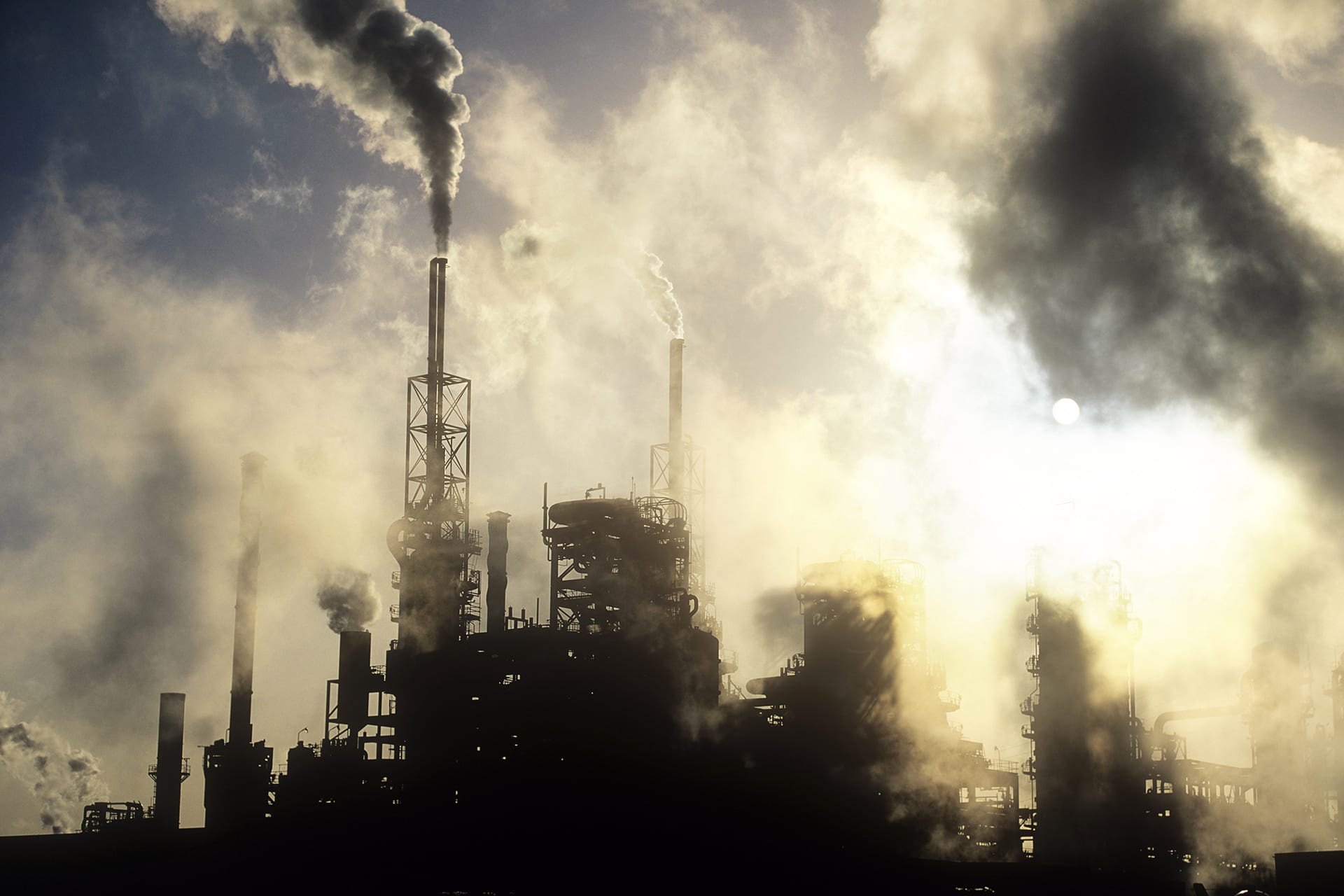 Pollution from petrochemical plant on Teeside, UK.