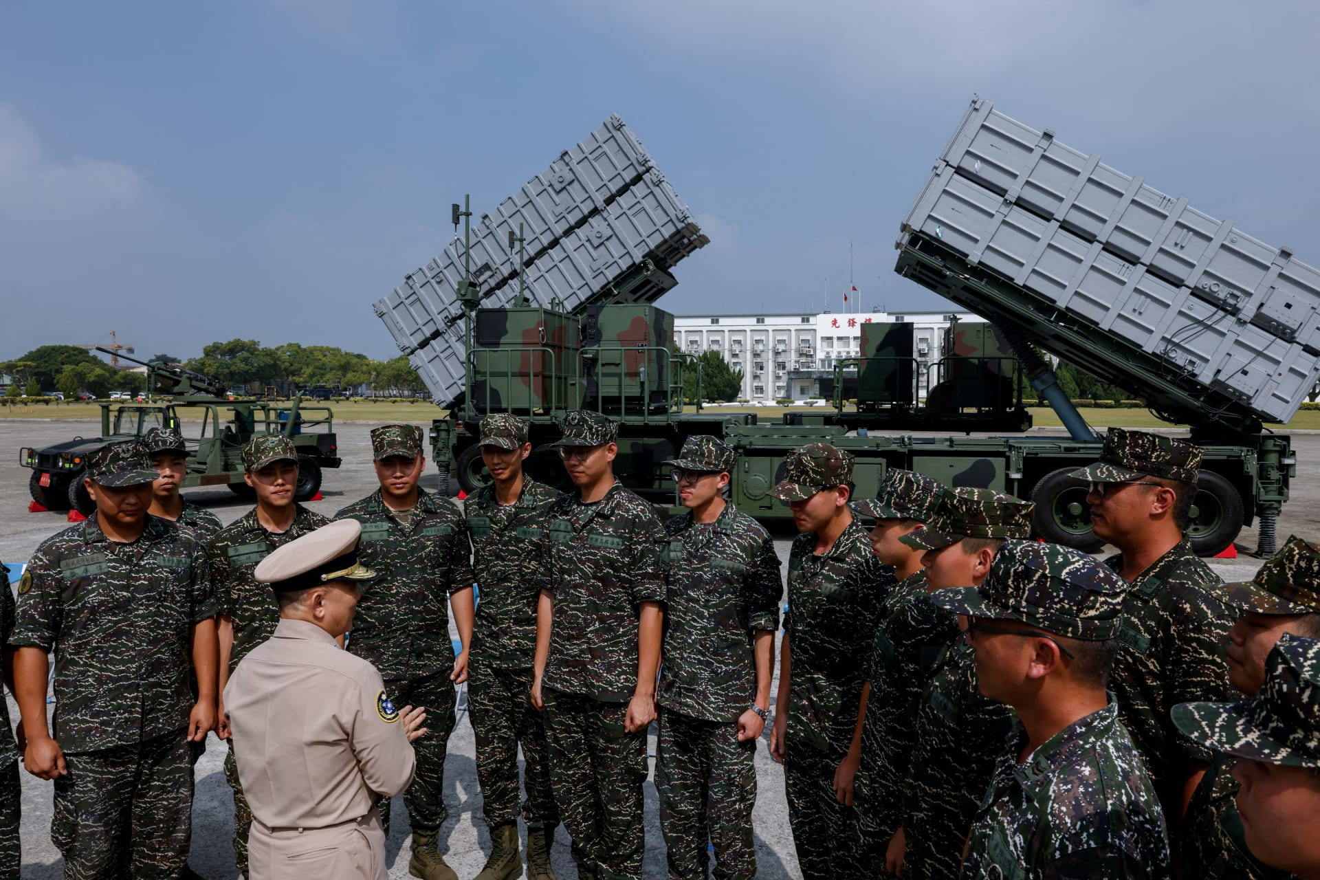 <p>Members of the Taiwanese navy Hai Feng (Sea Blade) Group listen to a briefing in response to recent Chinese military drills, in Taoyuan, Taiwan.</p>
