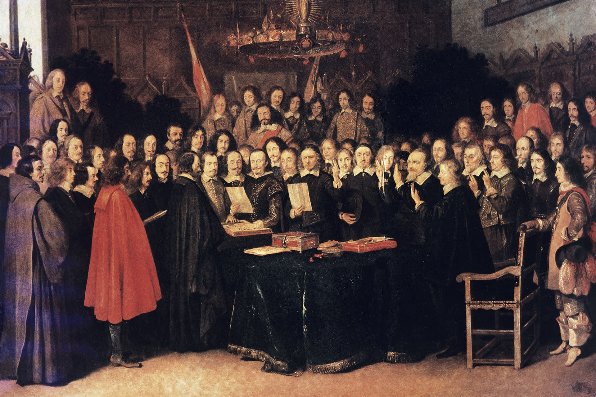 Thirty Years' War: The swearing of the oath of ratification of the treaty of Münster