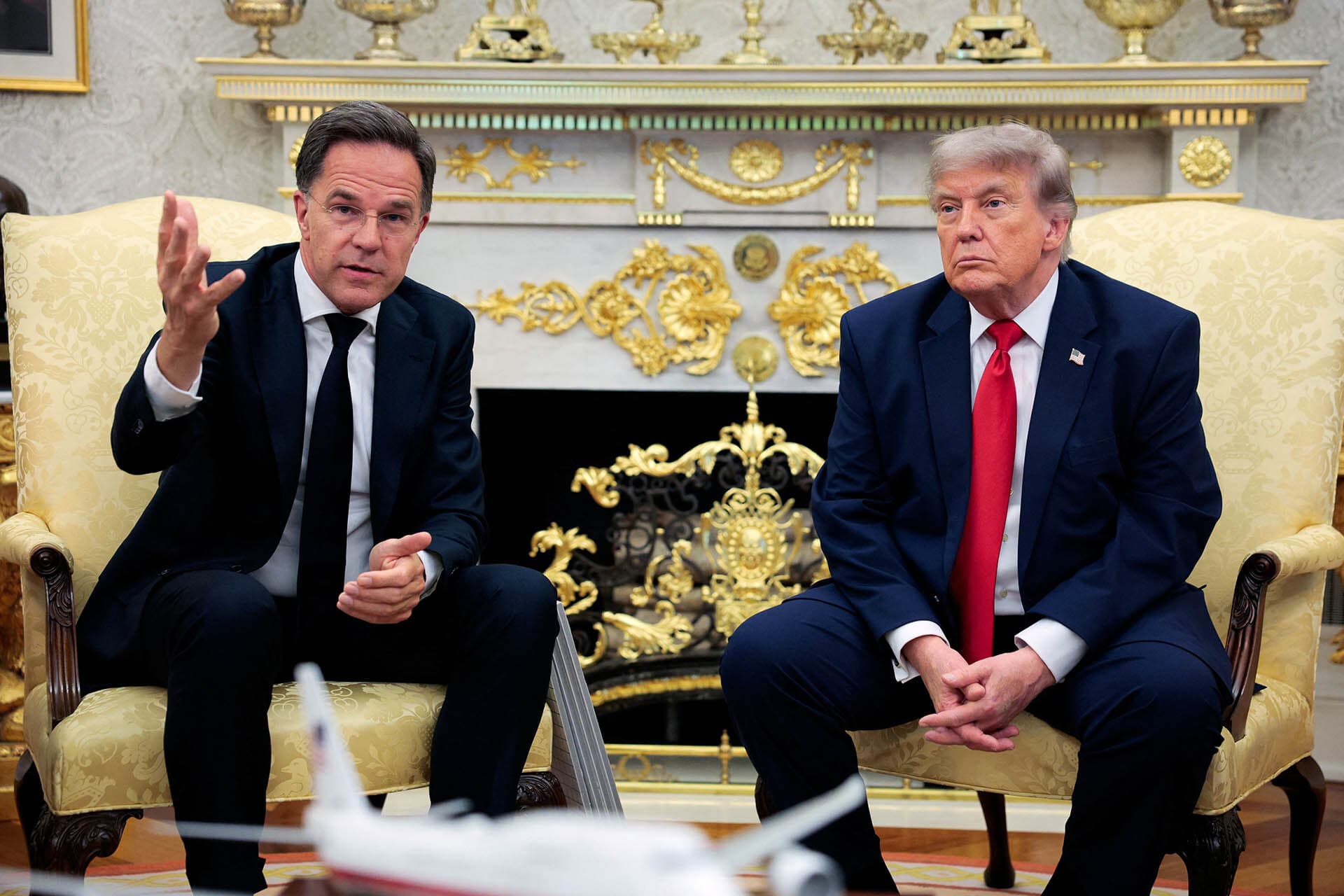<p>President Donald Trump participates in a meeting with NATO Secretary-General Mark Rutte in the Oval Office at the White House in Washington, DC, on June 24, 2026.</p>
