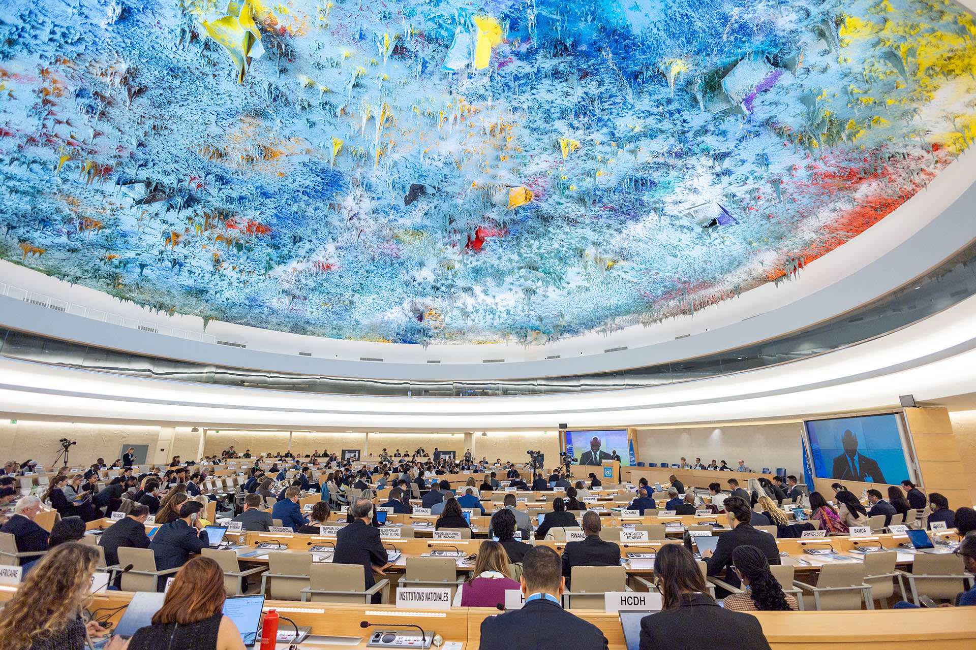 Nduhungirehe, Minister for Foreign Affairs and International Cooperation of Rwanda addresses the Human Rights Council at the United Nations in Geneva