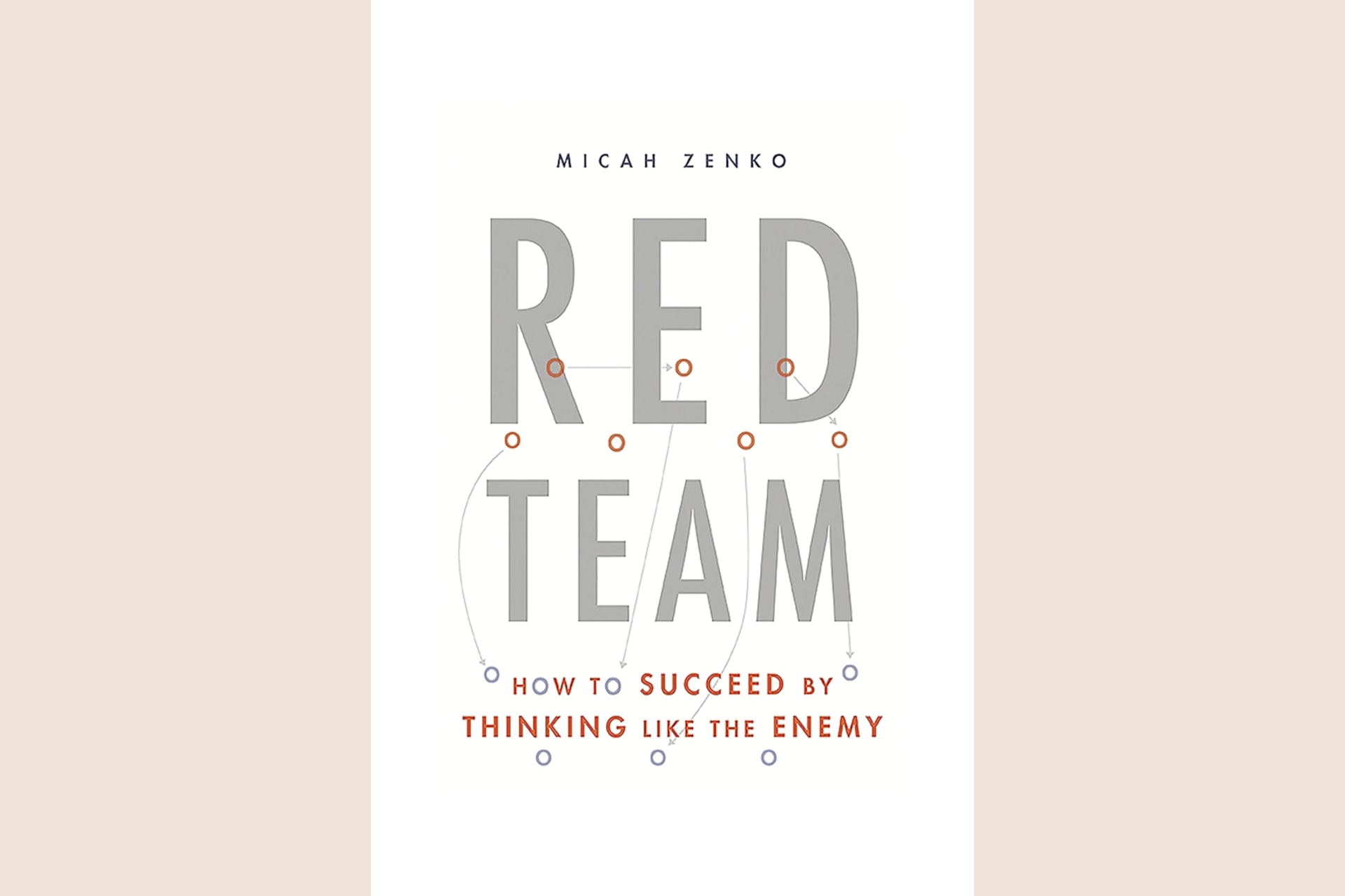 A book cover showing red and gray dots connected by red arrows. The text reads, "Red Team: How to Succeed by Thinking Like the Enemy".