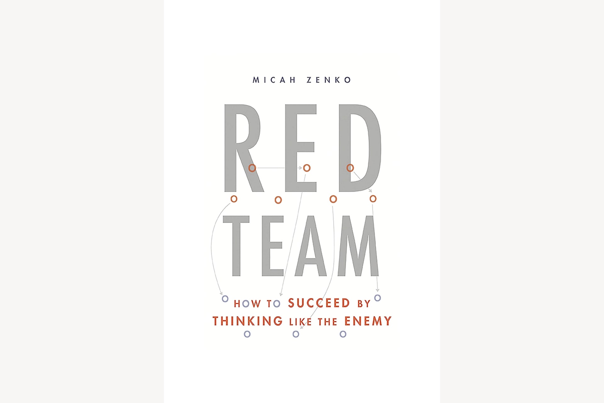 A book cover showing red and gray dots connected by red arrows. The text reads, "Red Team: How to Succeed by Thinking Like the Enemy".
