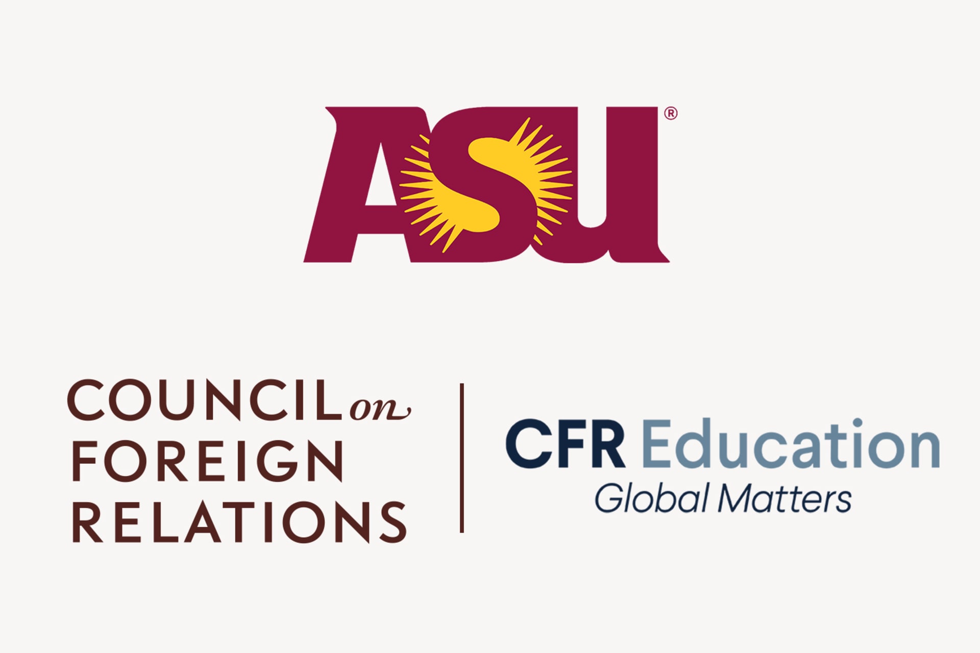 CFR Education, Council on Foreign Relations, and Arizona State University logos.