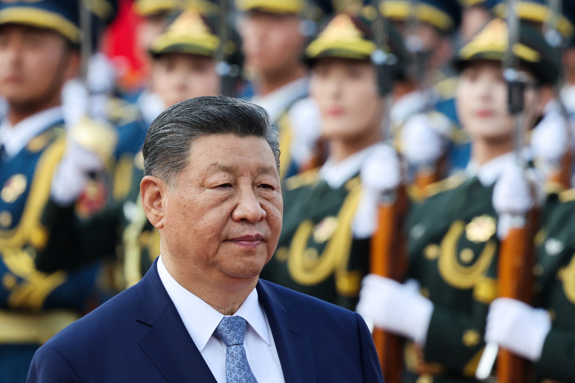 China’s President Xi Jinping attends a welcoming ceremony for Tajikistan's President Emomali Rahmon (not pictured) at the Great Hall of the People in Beijing, China May 12, 2026.