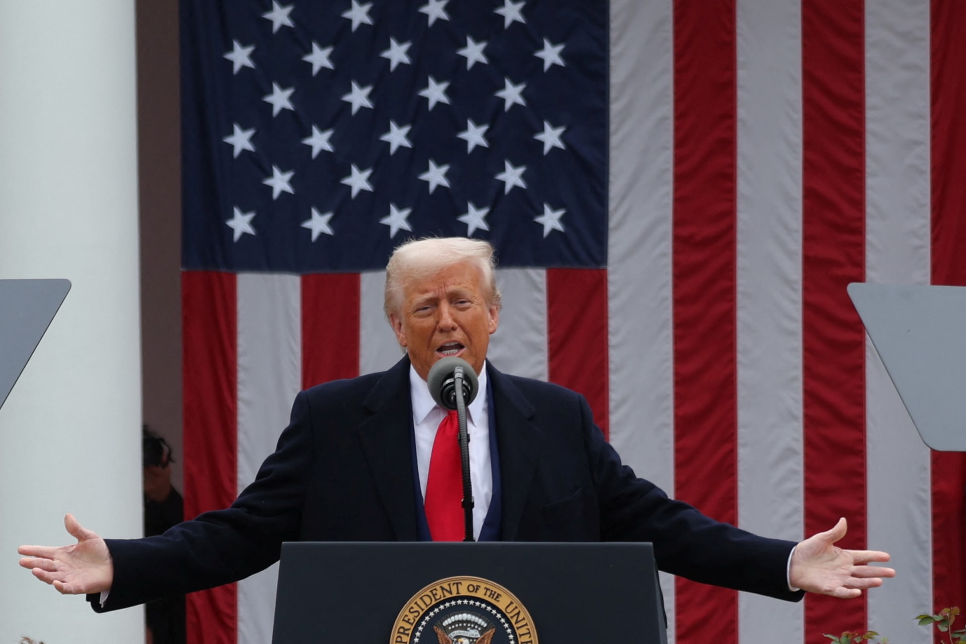 <p>U.S. President Donald Trump delivers remarks on tariffs in the Rose Garden at the White House in Washington, DC, April 2, 2025. </p>
