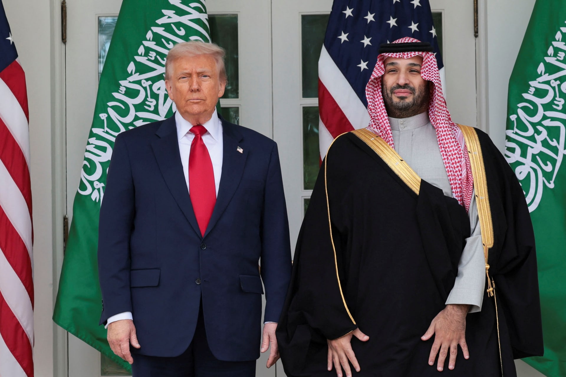 <p>U.S. President Donald Trump and Saudi Crown Prince Mohammed bin Salman pose for a picture at the White House in Washington, DC, on November 18, 2025.</p>
