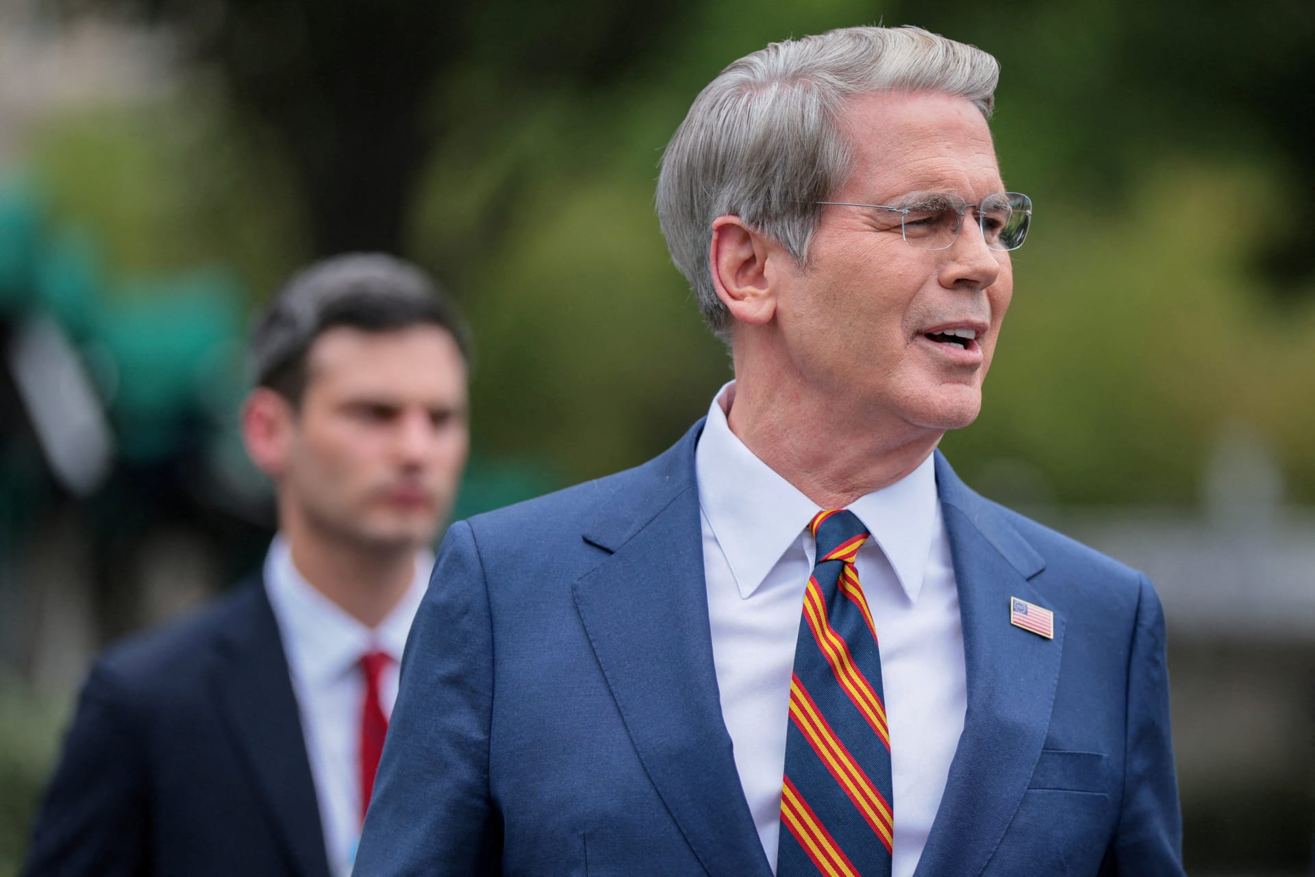 U.S. Treasury Secretary Scott Bessent speaks to members of the media at the White House in Washington, D.C., U.S., July 30, 2026.