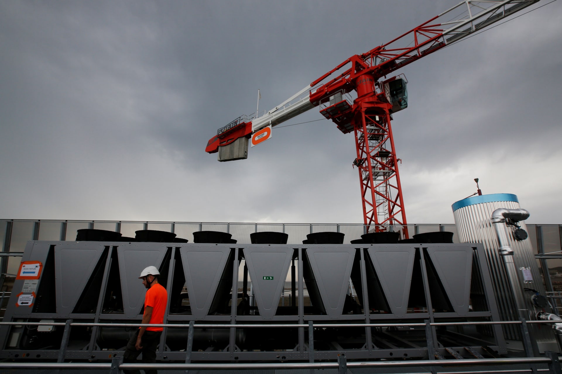 A technician walks at the construction site of Interxion MRS3 data center installed in an old German submarine base built during the Second World War in Marseille