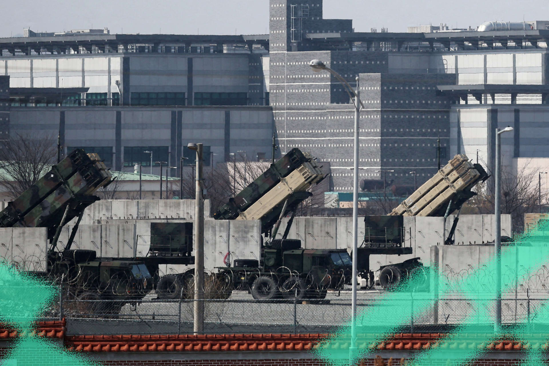 U.S. Patriot missile defense systems at a U.S. Army base in Pyeongtaek, South Korea on March 10, 2026.