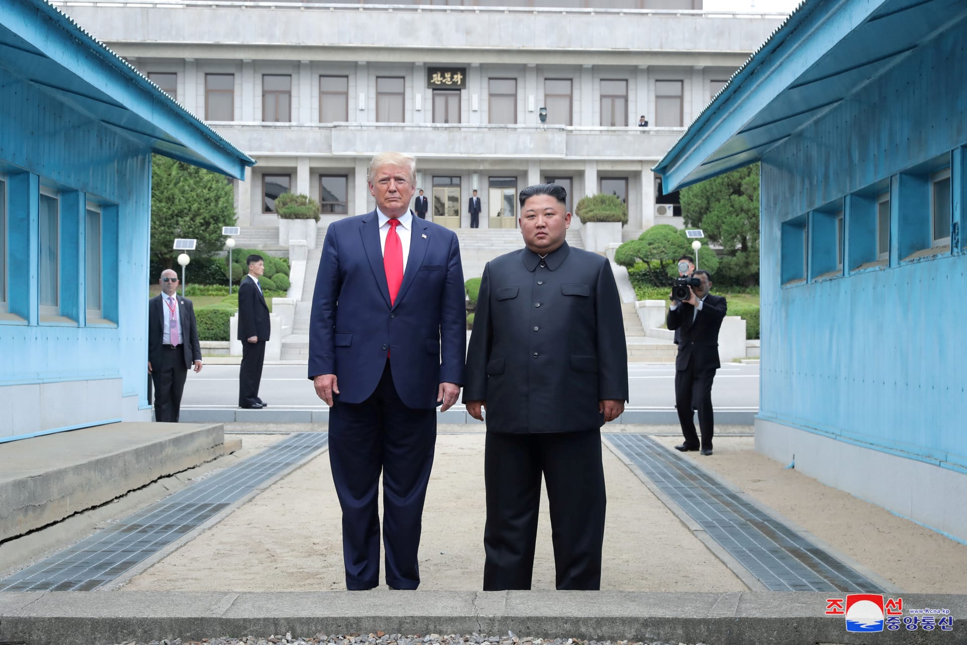 Trump meets with North Korean leader Kim Jong Un at DMZ on border of North and South Korea