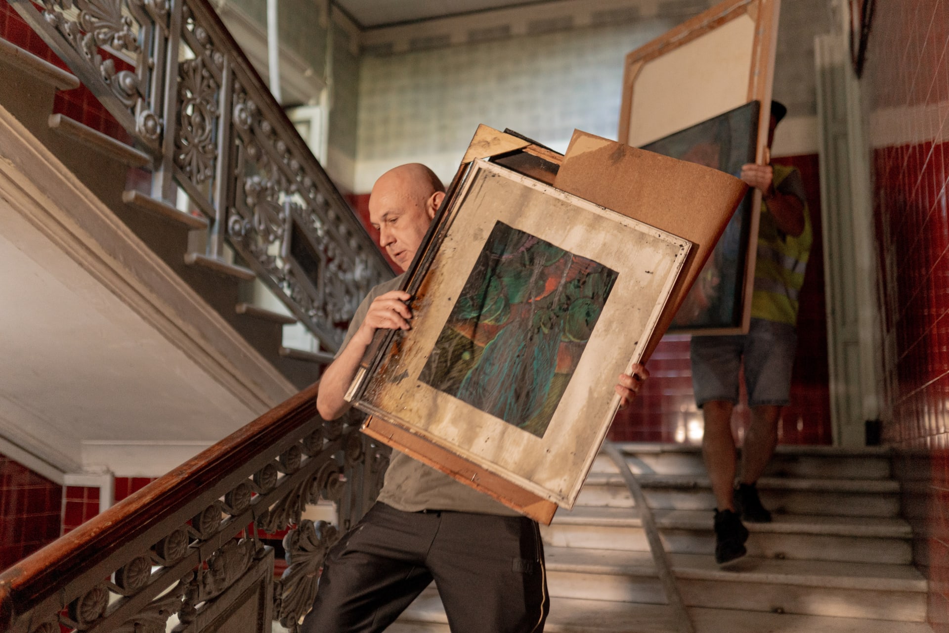 <p>Paintings are carried out from the Kharkiv Art Museum, damaged by a Russian drone strike, in Kharkiv, Ukraine, on June 14, 2026.</p>