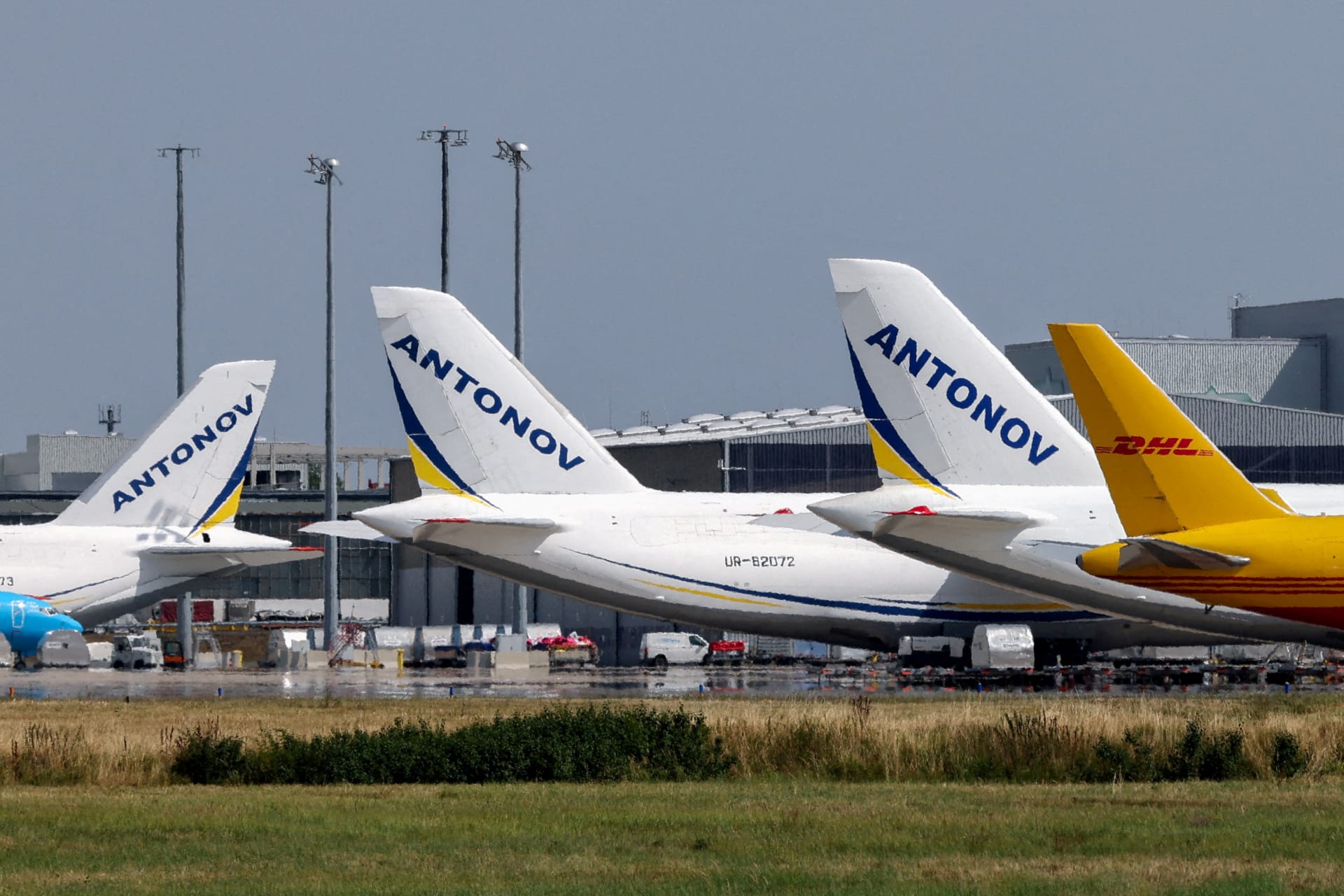 <p>A DHL cargo plane and Ukrainian Antonov cargo planes at Leipzig/Halle Airport in Schkeuditz, Germany, August 5, 2026</p>
