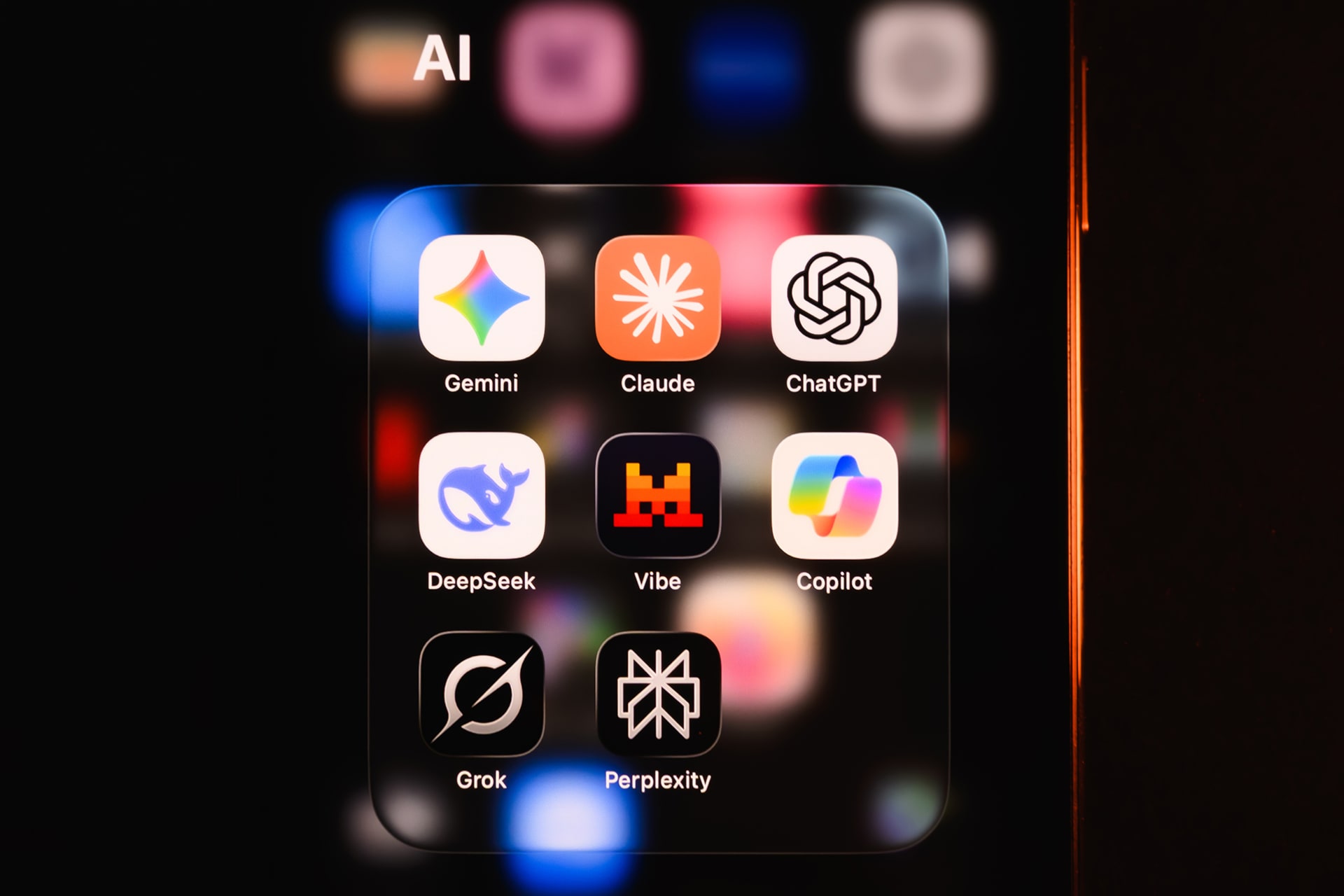A selection of AI applications, including Gemini, Claude, ChatGPT, DeepSeek, Mistral, Copilot, Grok and Perplexity, appears on a smartphone screen in Creteil, France, on September 11, 2026