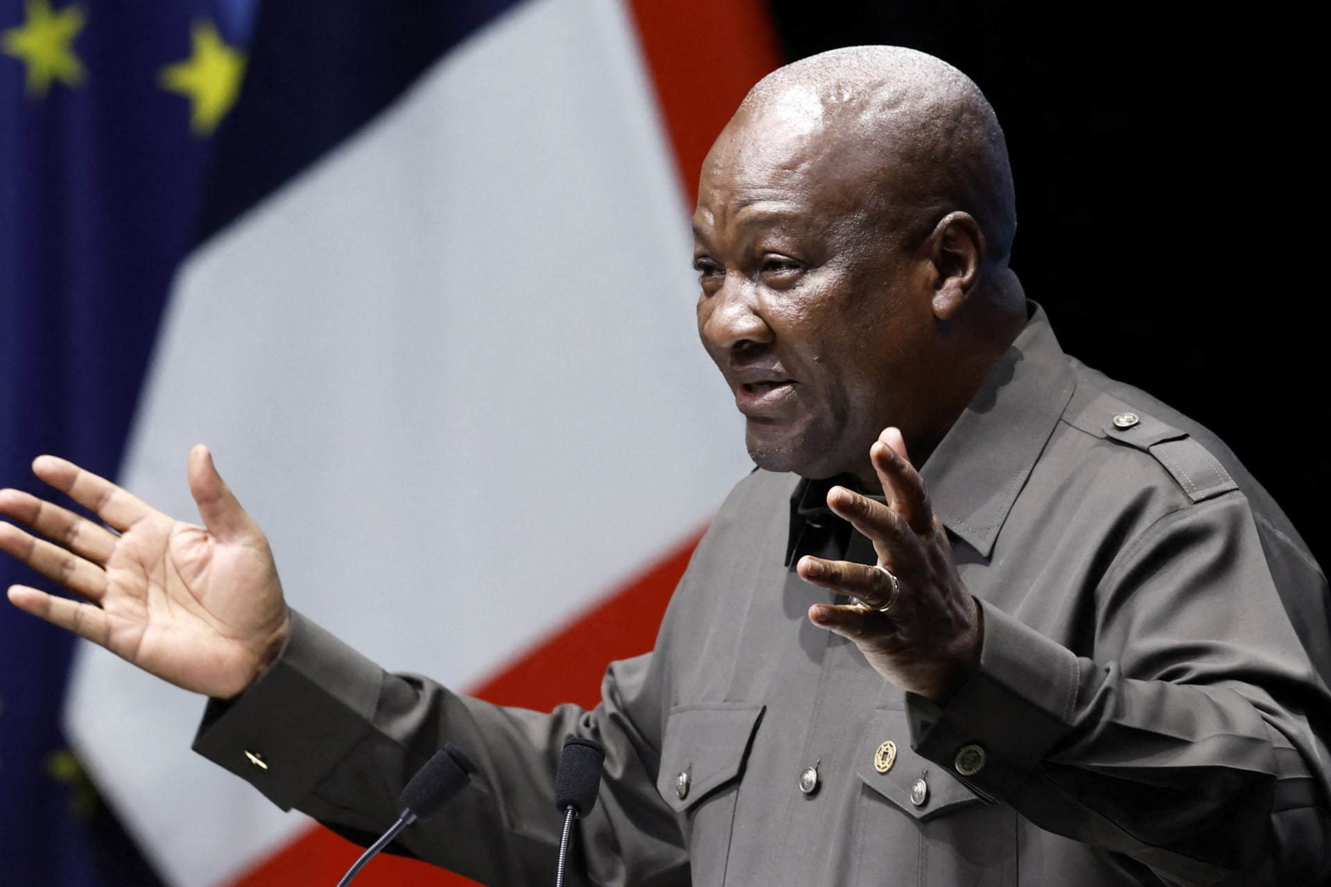 Ghana’s President John Dramani Mahama delivers a speech at the opening session of the 'One Health Summit'