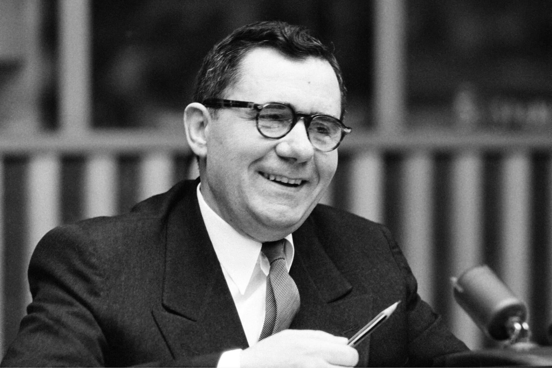 <p>Soviet Foreign Minister Andrei Gromyko at a press conference at UN Headquarters in New York City, May 29, 1960.</p>