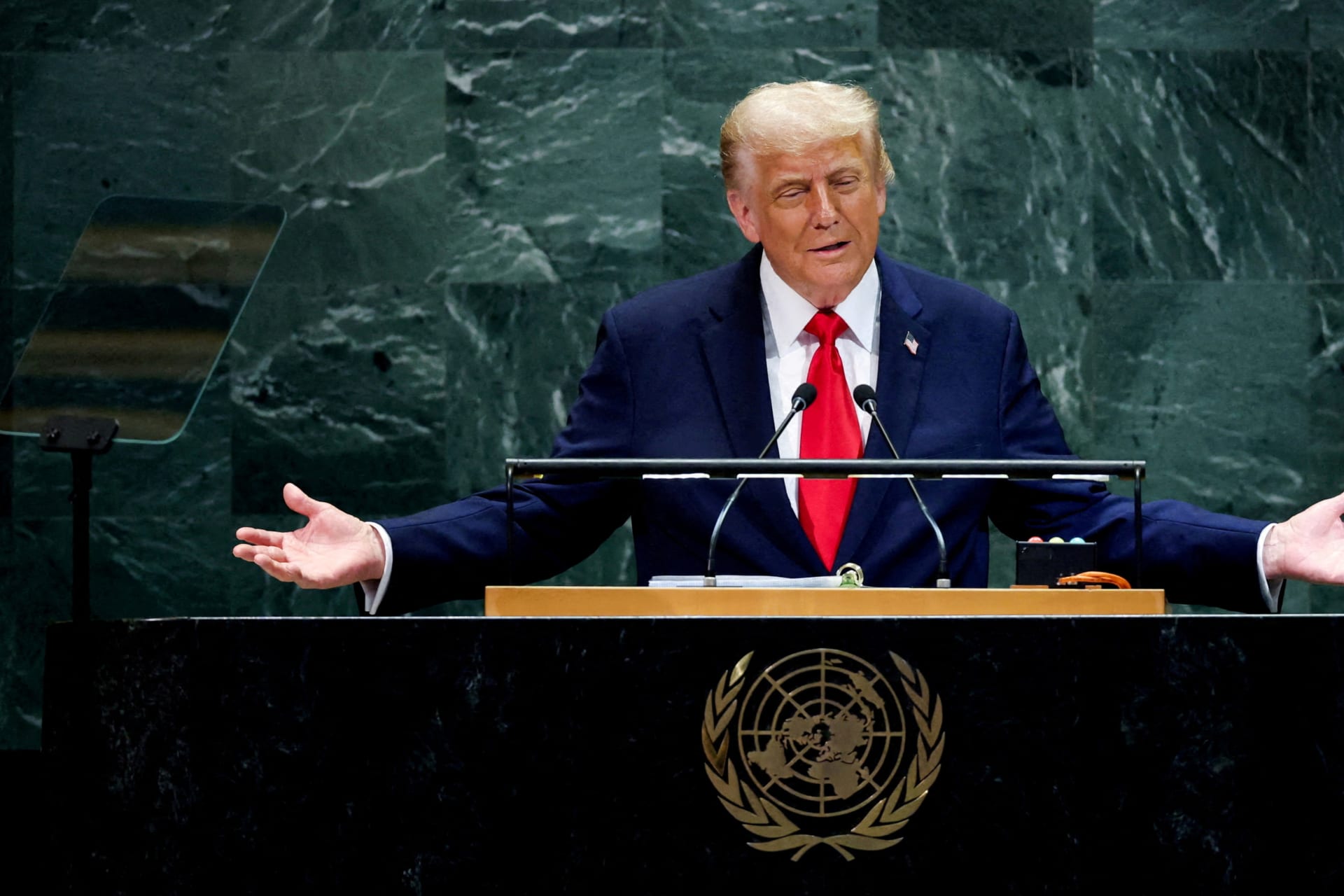 U.S. President Donald Trump addresses the 80th United Nations General Assembly at U.N. headquarters in New York City