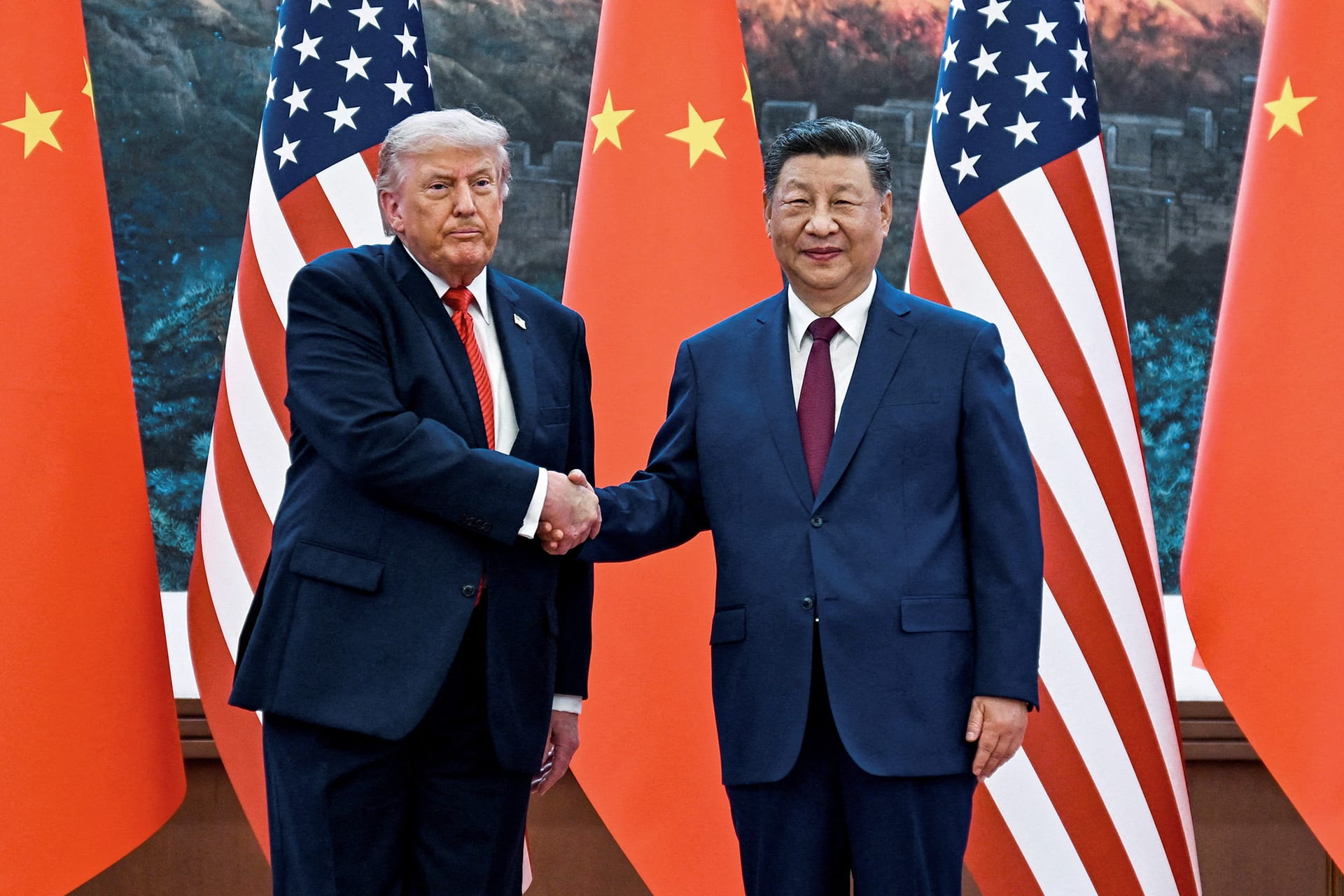 The scene as U.S. President Donald Trump participates in events at the Great Hall of the People and does a greeting with the President of the People’s Republic of China Xi Jinping May 14, 2026.