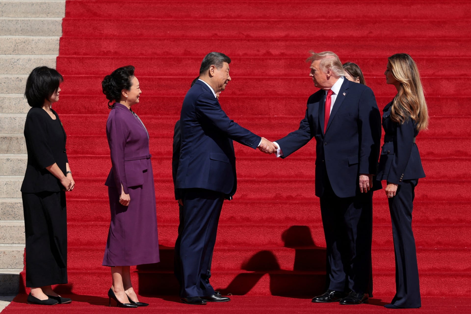 U.S. President Donald Trump and China's President Xi Jinping tour the National Archives in Washington