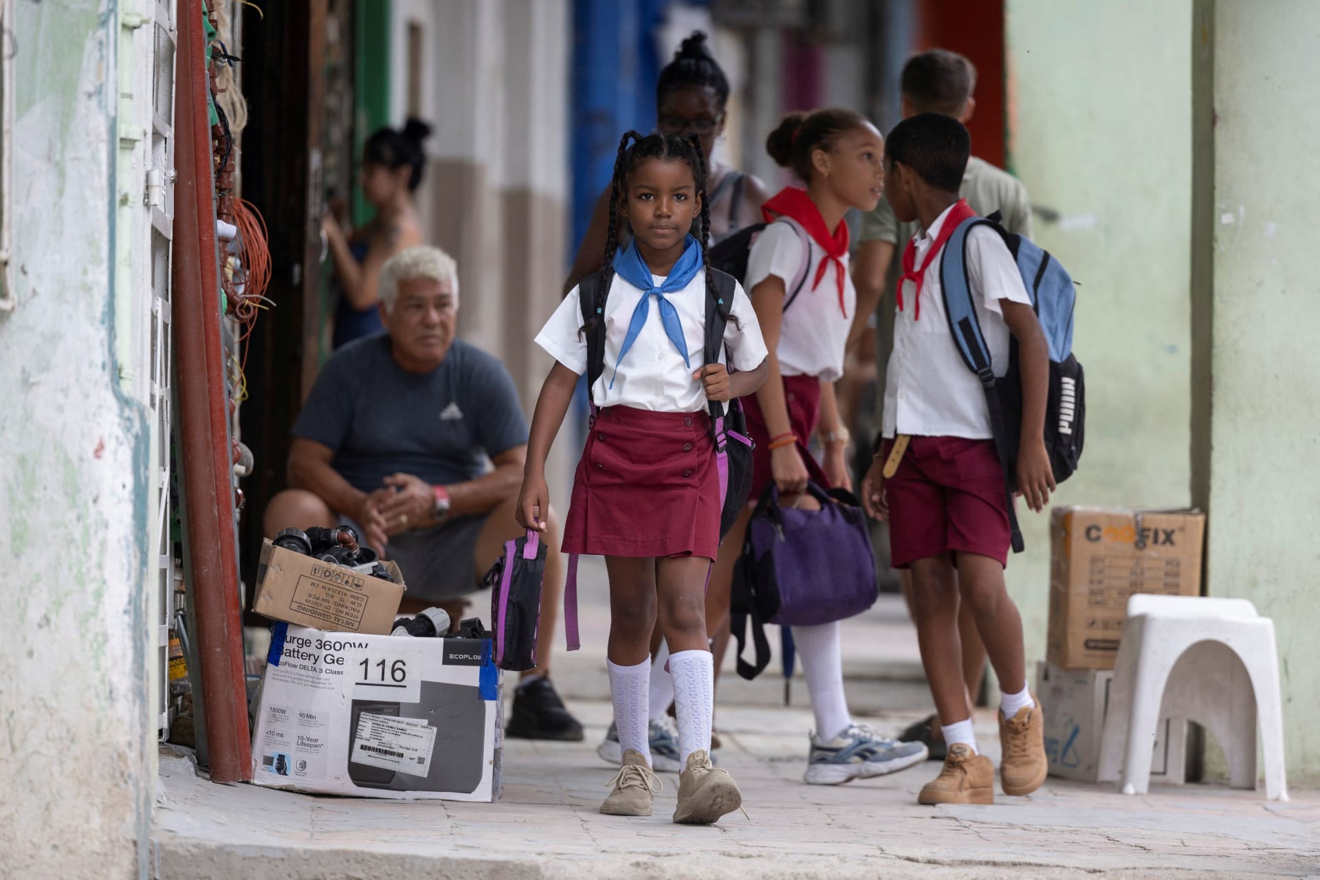 Schoolchildren walk home after school, as conditions deteriorate in Cuba amid a US-imposed oil blockade that has contributed to fuel shortages and prolonged power cuts, after US President Donald Trump said his administration was seeking a fundamental change in the situation in Cuba, in Havana, Cuba, September 22, 2026.