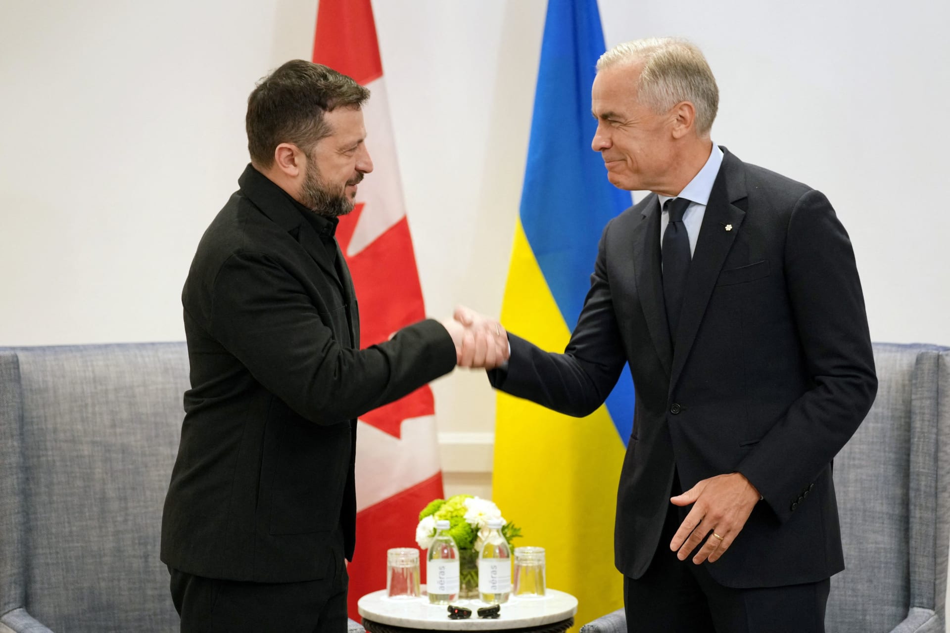 Canada's Prime Minister Mark Carney holds a bilateral meeting with Ukraine's President Volodymyr Zelenskiy during his visit to Calgary, Alberta, Canada, September 10, 2026. REUTERS/Todd Korol/Pool