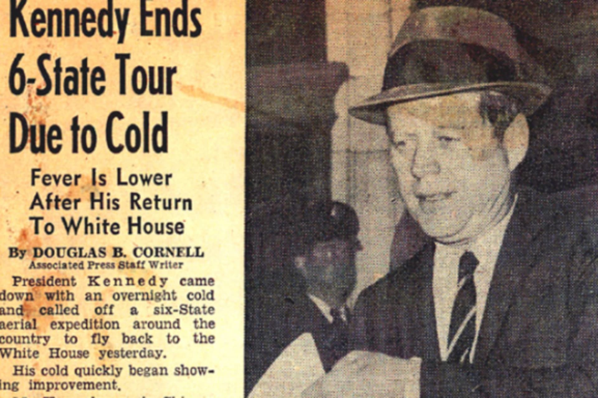 <p>An article in the <i>Chicago Daily Tribune</i> announcing that President John F. Kennedy was canceling his campaign tour to return to Washington, DC, October 20, 1962.</p>
