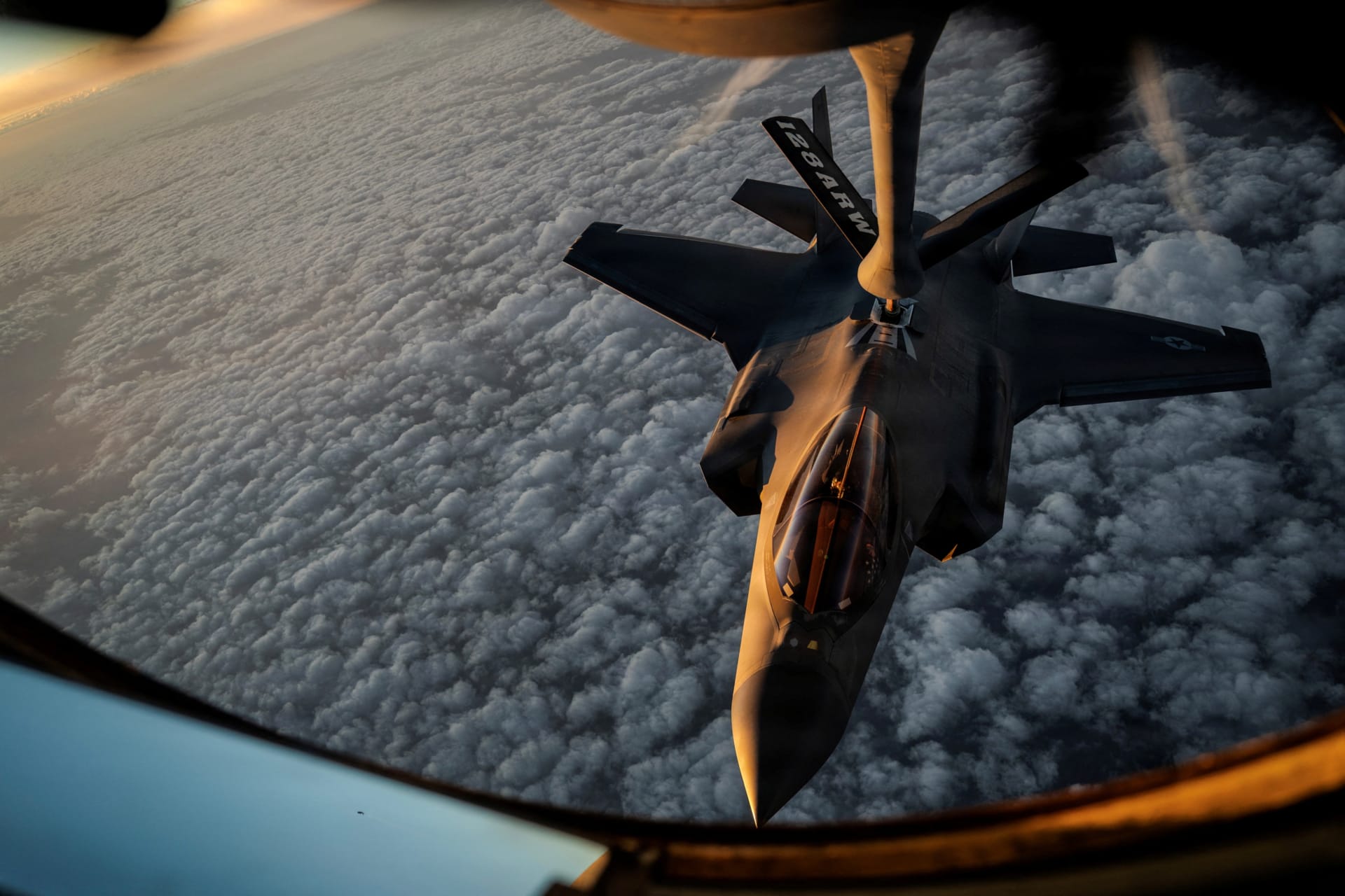 <p>A U.S. Air Force KC-135 Stratotanker aircraft refuels a U.S. Air Force F-35A Lightning II aircraft during the Operation Epic Fury attack on Iran at an undisclosed location in the U.S. Central Command area of responsibility, on April 5, 2026.</p>
