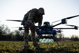 <p>Ukrainian soldier prepares a drone for flight at a training area on February 8, 2025 in Donetsk Oblast, Ukraine.</p>