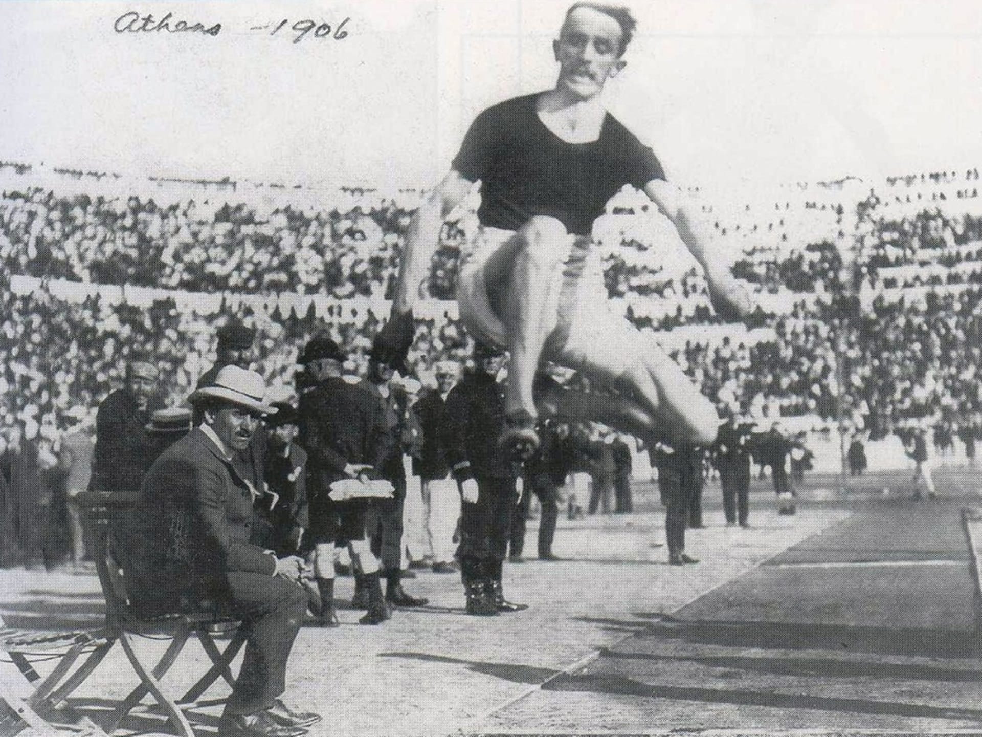 Peter O’Connor wins a gold medal in the triple jump in Athens, Greece. Mark Quinn/National Archives of Ireland