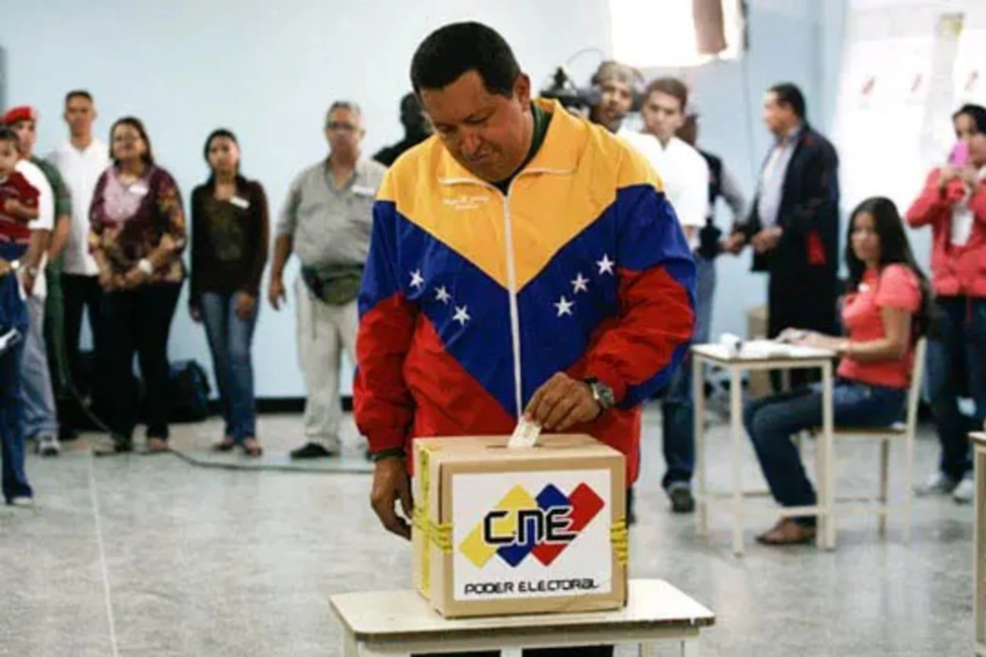 Venezuelan President Hugo Chavez casts his vote during parliamentary elections in Caracas.
