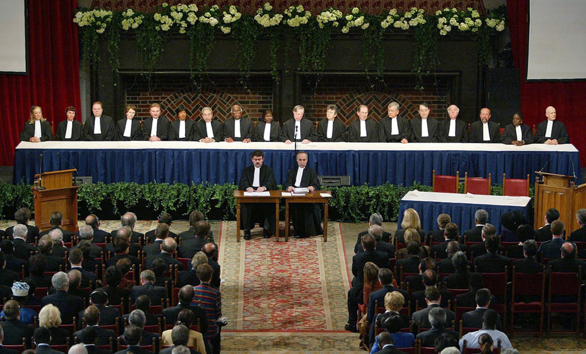 The first eighteen judges of the ICC are sworn in during an inaugural ceremony in The Hague, March 11, 2003. Paul Vreeker PVR/CRB/Reuters