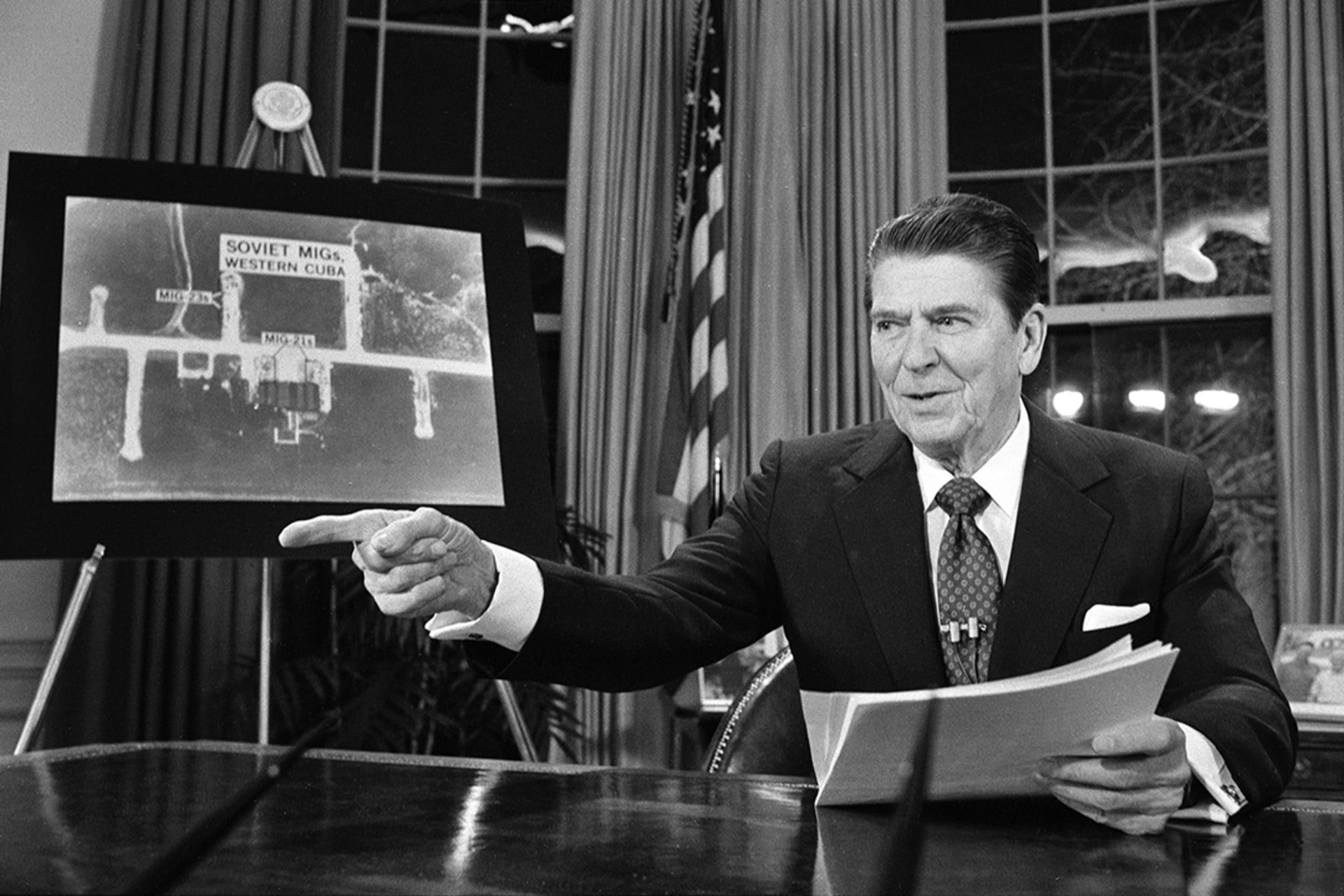 President Reagan addresses the nation on March 23, 1983. 
