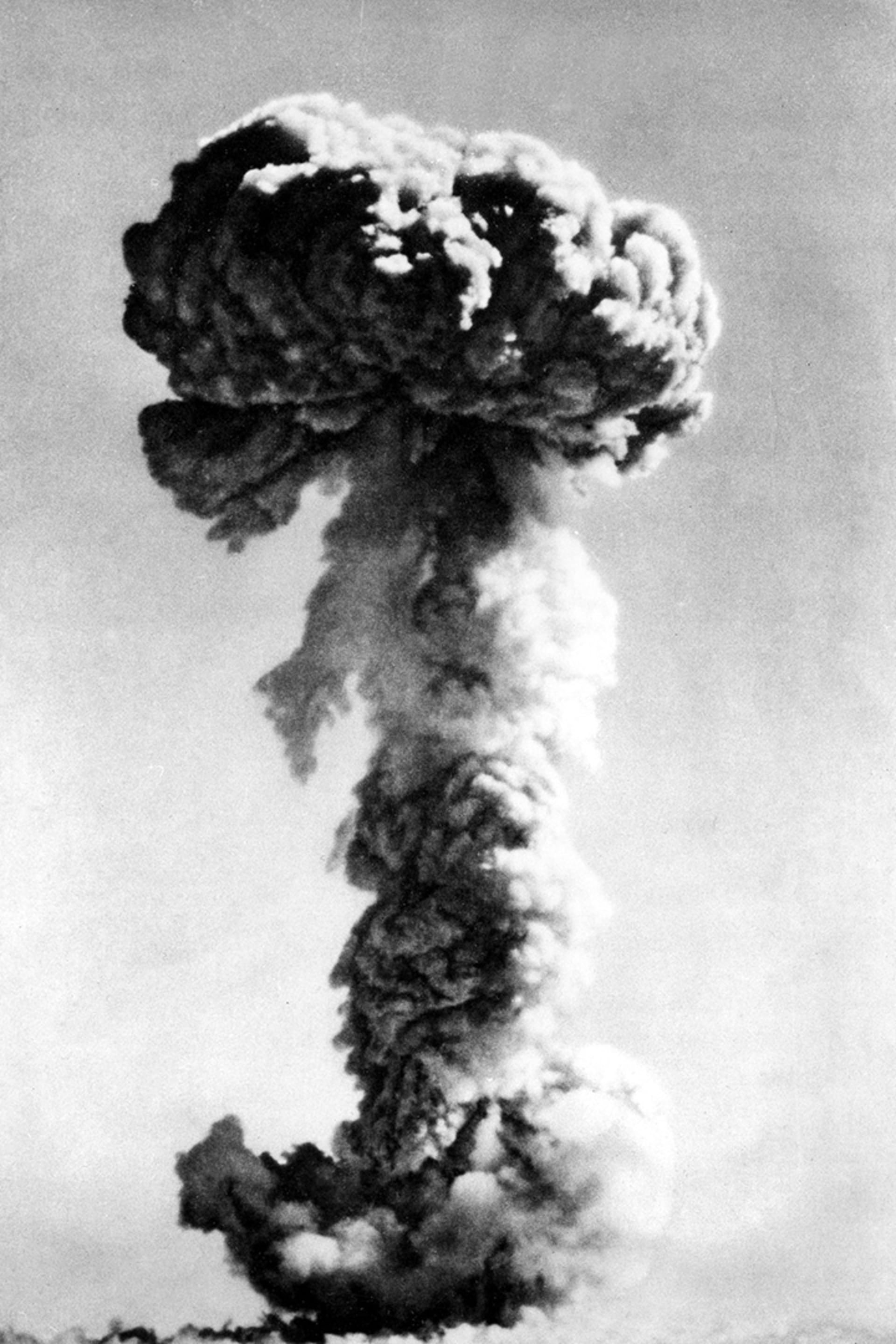 Smoke billows from China’s nuclear test in the Gobi Desert. 
