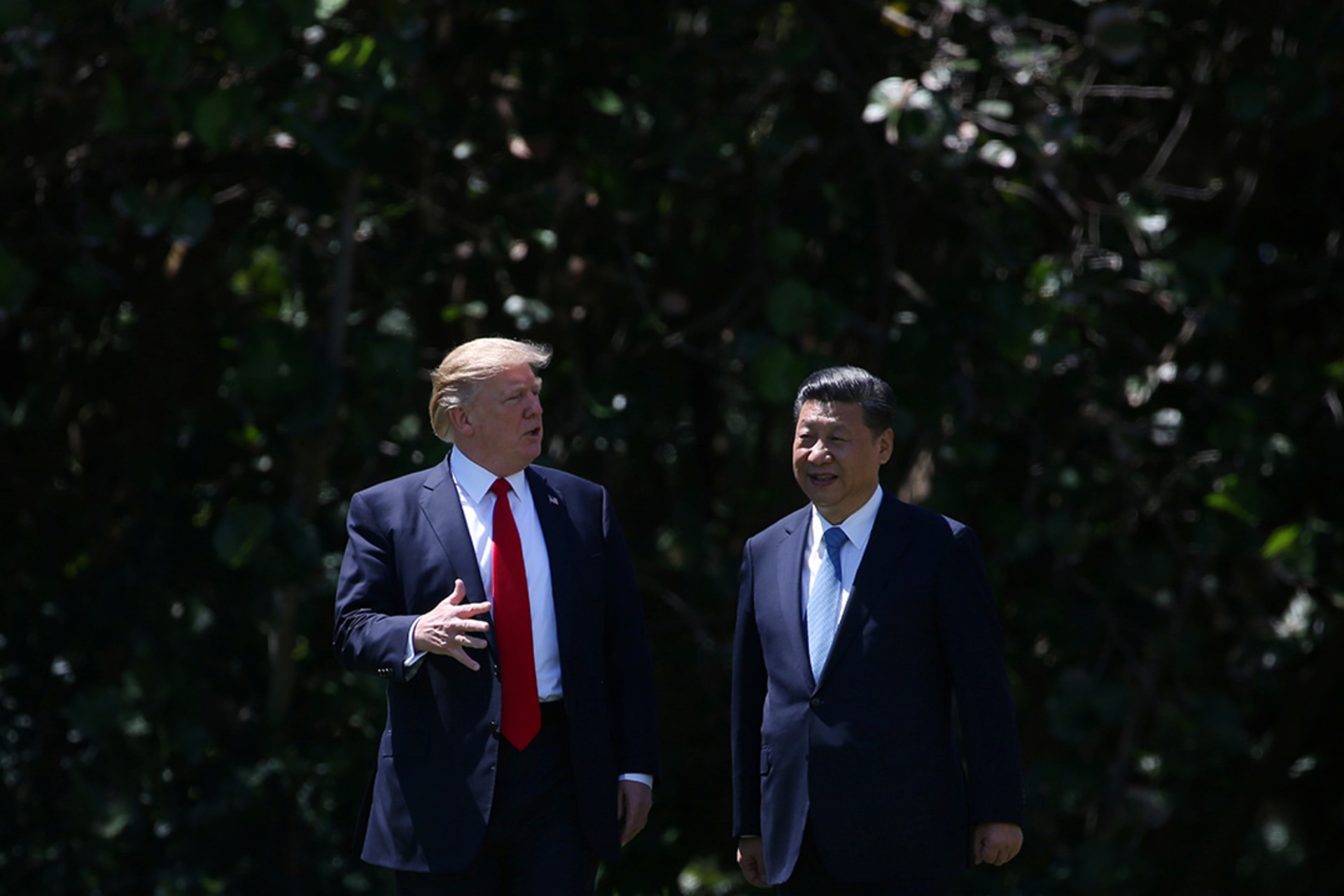 U.S. President Donald Trump and Chinese President Xi Jinping meet in Florida. 
