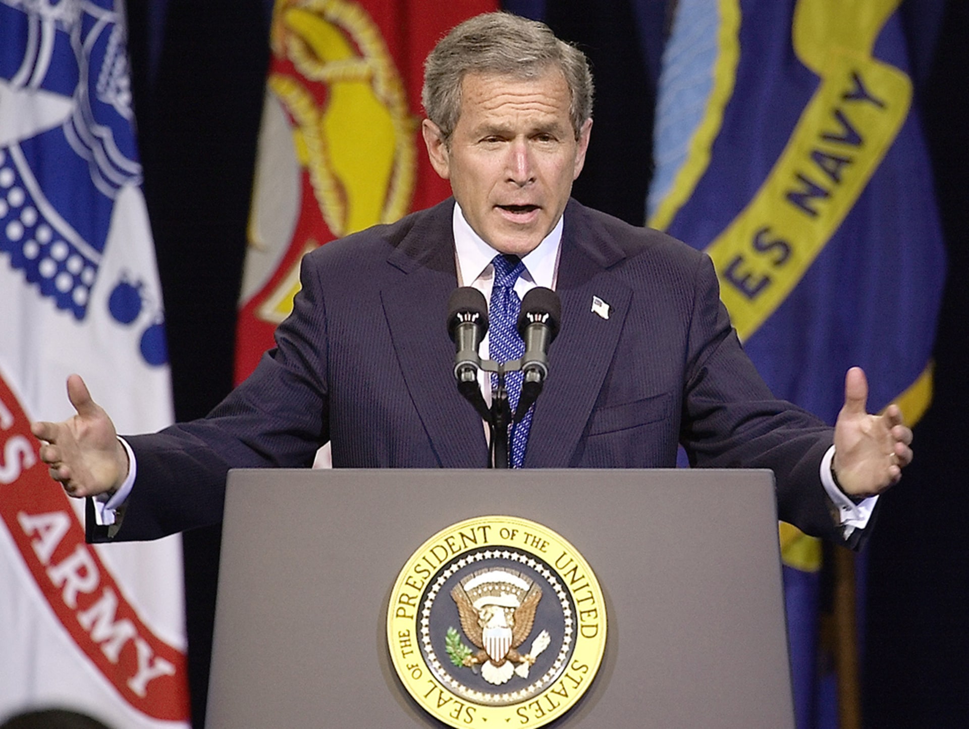 President Bush at the Virginia Military Institute.