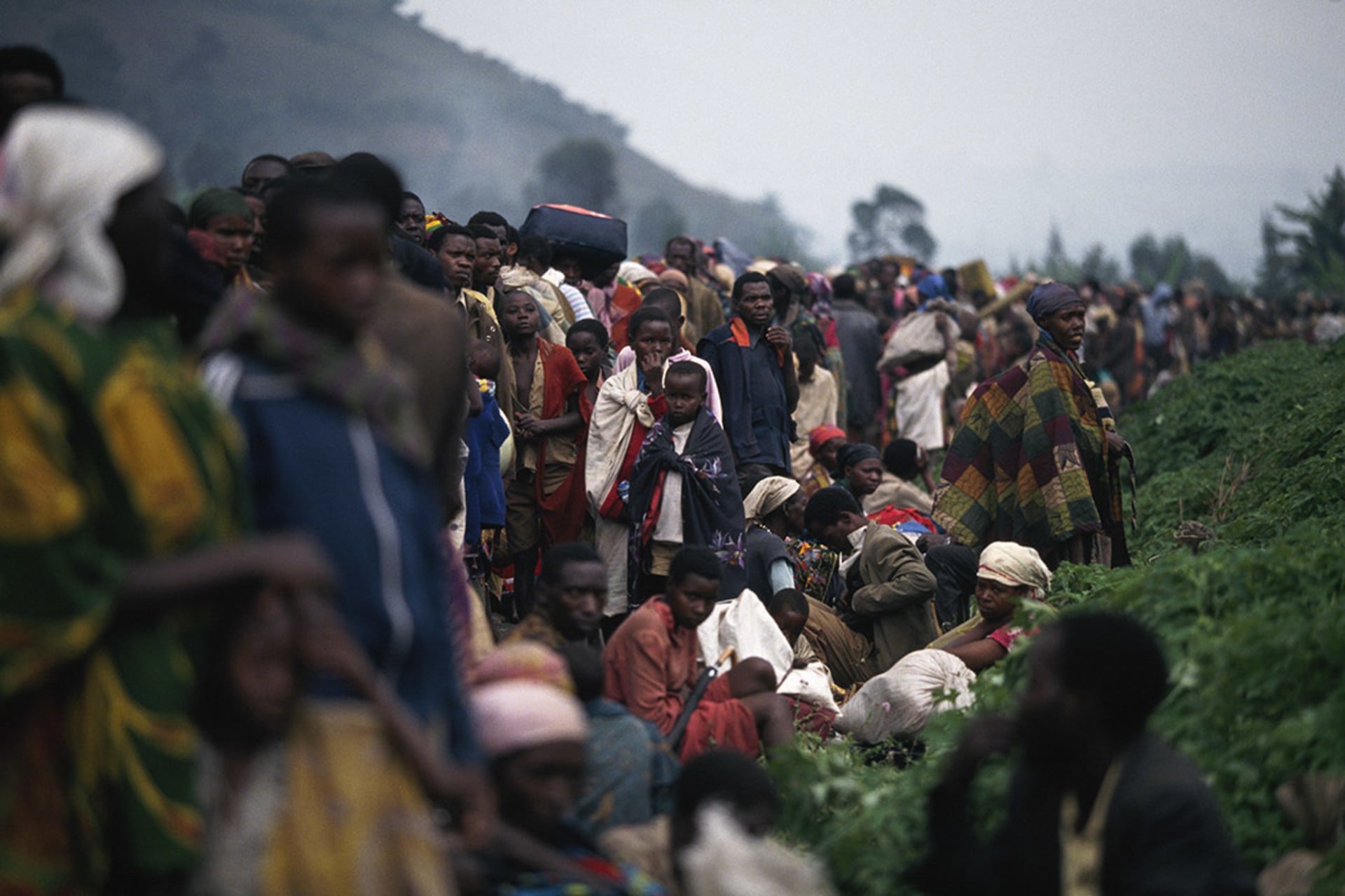 Refugees fleeing the civil war make the journey from Rwanda to Zaire. Charles Caratini/Sygma/Getty Images