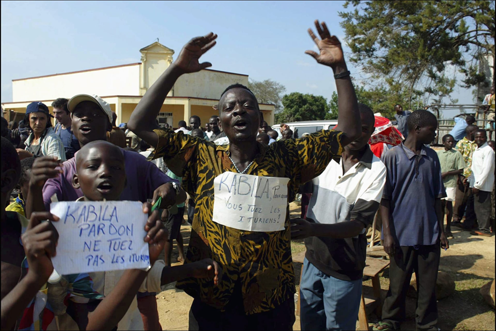 Militia members in Bunia, the capital of the eastern Ituri Province, protest against Kabila’s government. Renaud Khanh/Gamma-Rapho/Getty Images
