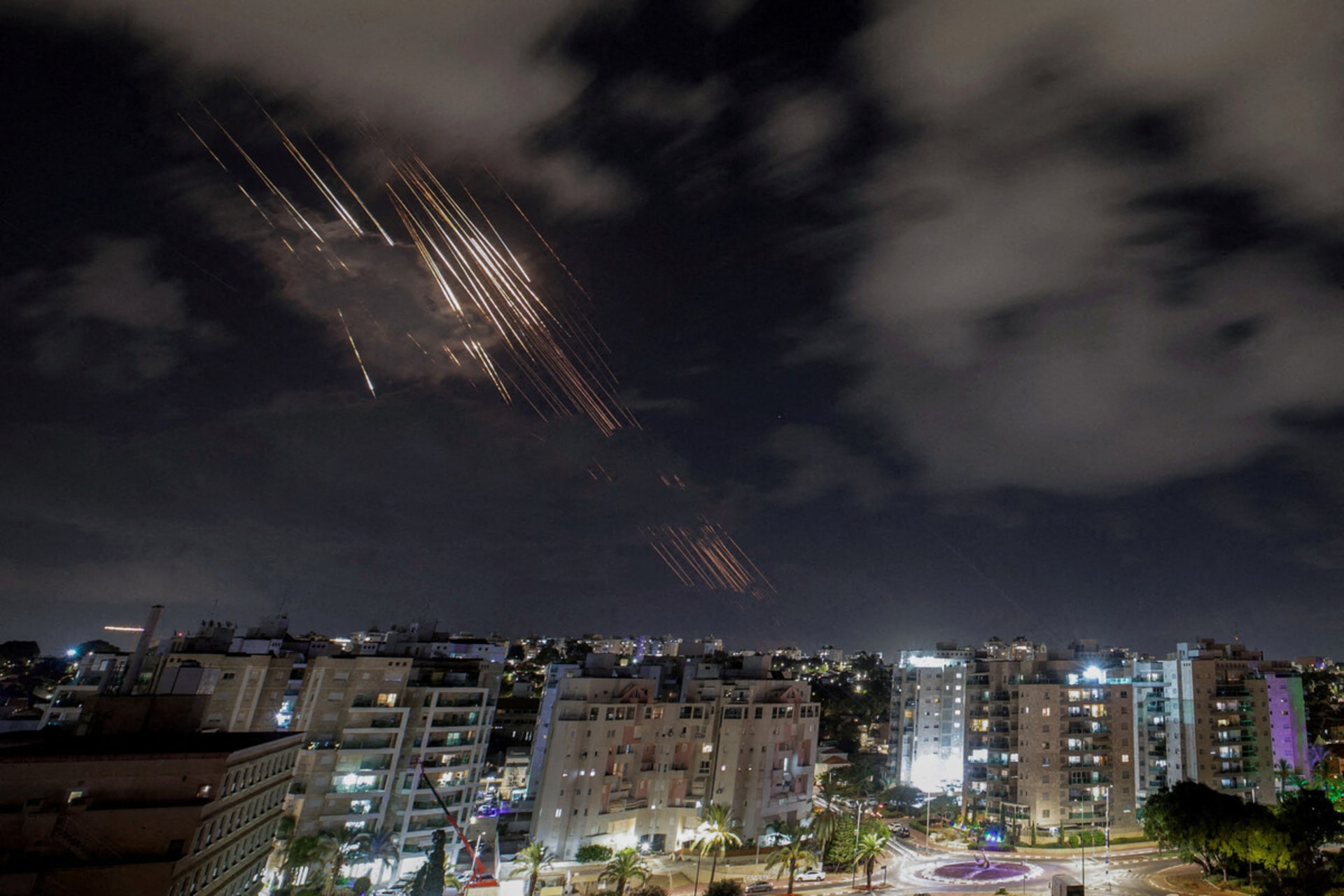Israel’s Iron Dome anti-missile system intercepts rockets after Iran fired a salvo of ballistic missiles on October 1, 2024.