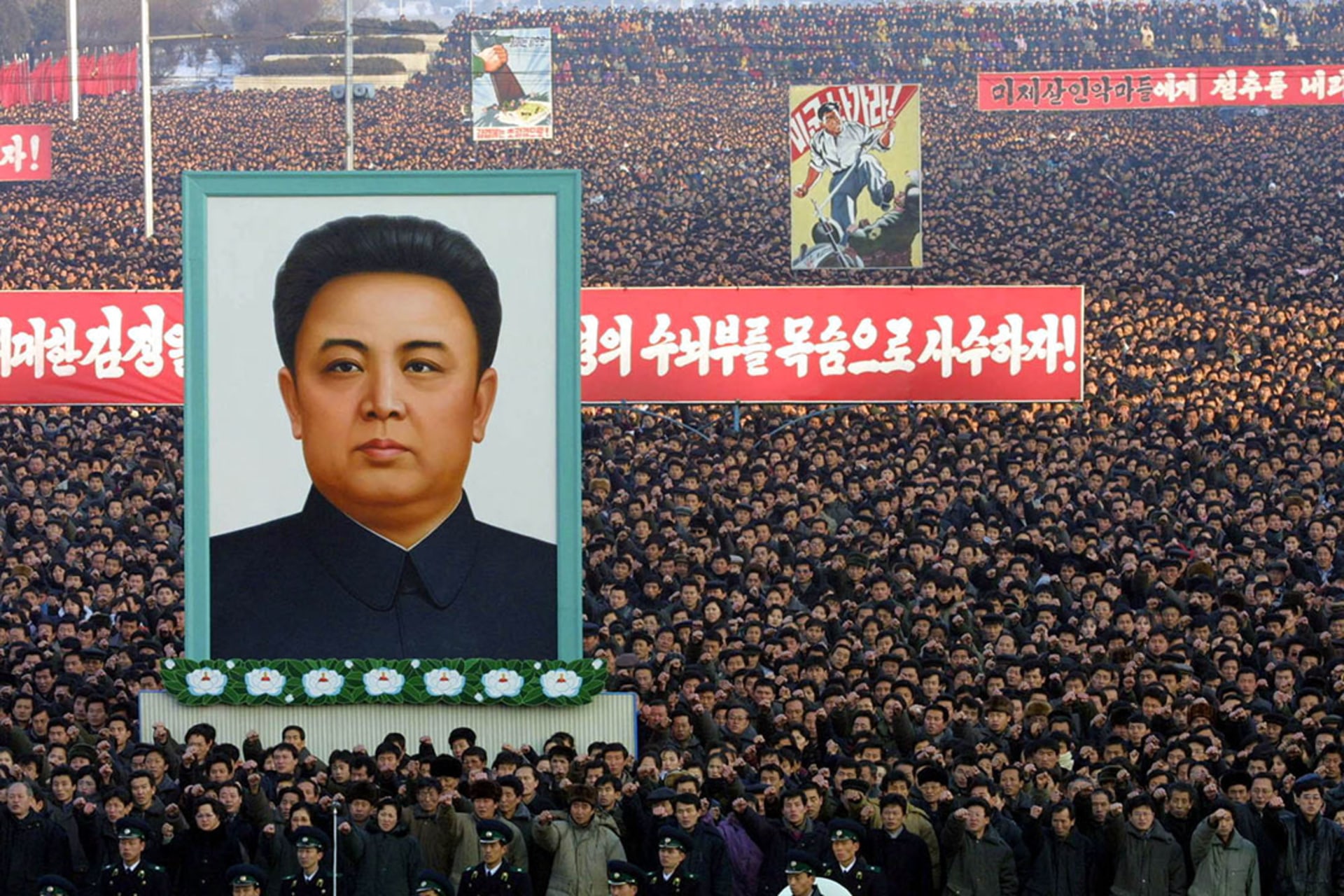 Thousands rally in Pyongyang after North Korea’s withdrawal from the NPT. Gong Yidong/Xinhua/AP Photo
