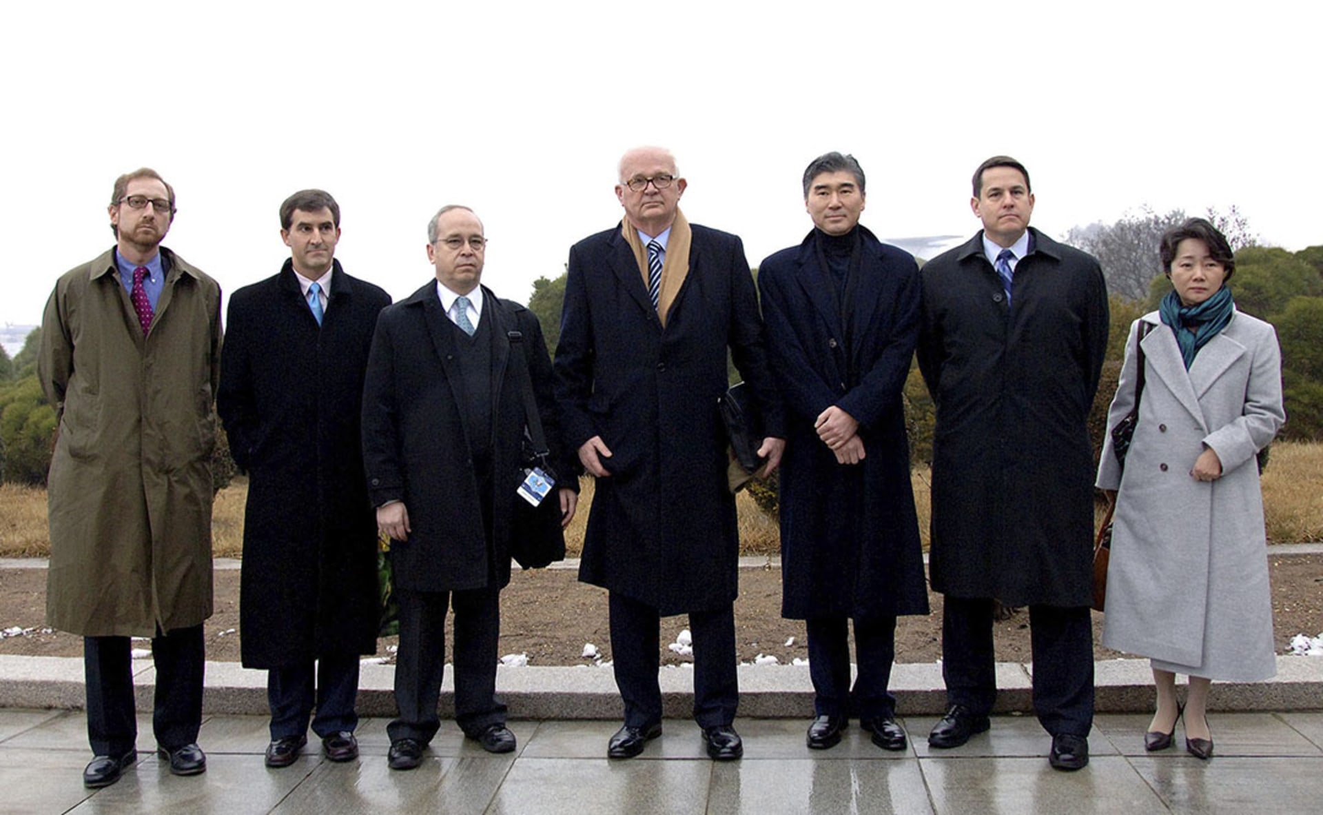 A U.S. delegation arrives in Pyongyang in December 2009. KCNA/Reuters