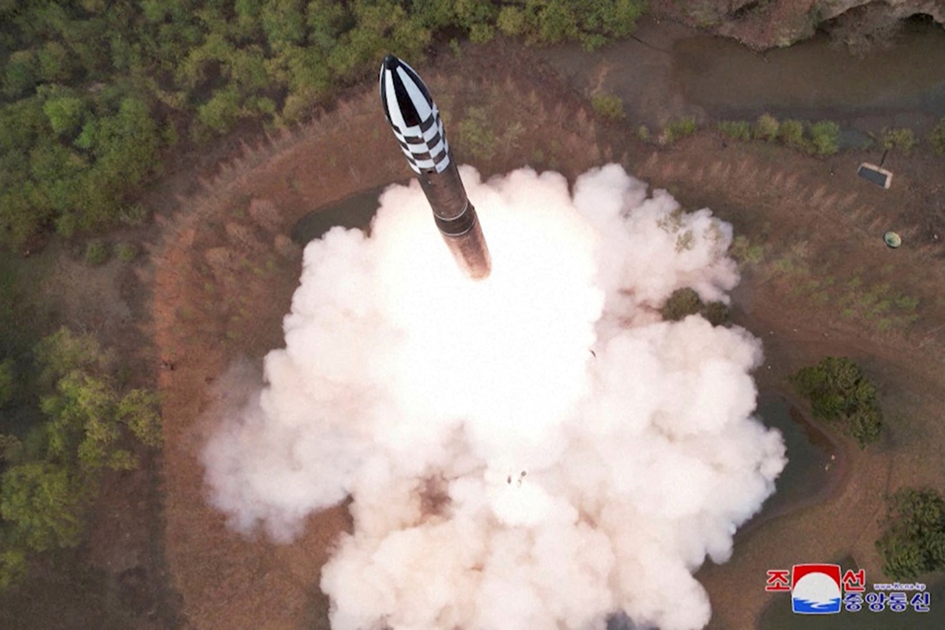 North Korea’s Hwasong-18 launches into the sky at an undisclosed location. KCNA/Reuters