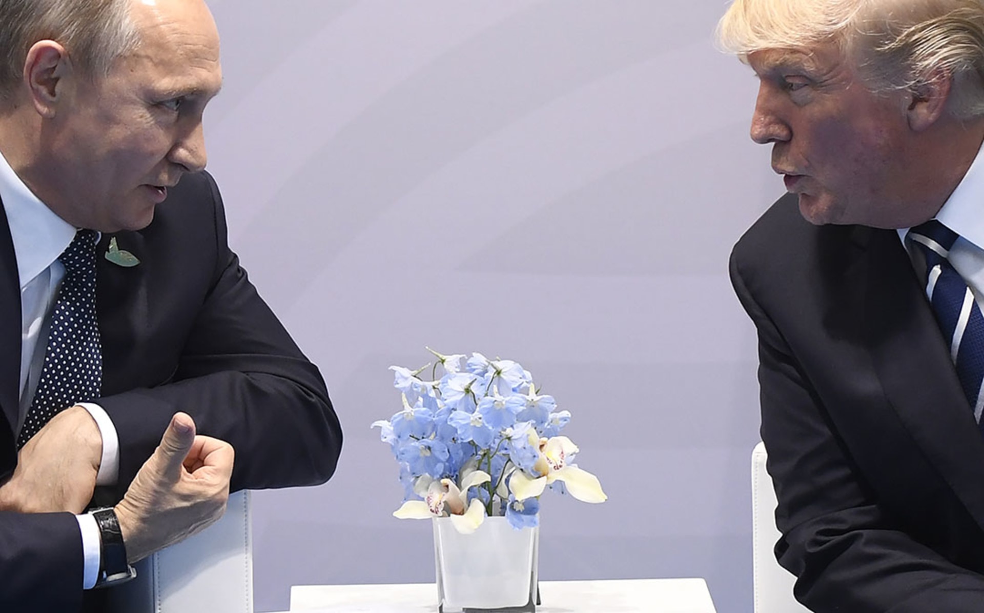Trump and Russian President Vladimir Putin meet on the sidelines of the G20 summit in Hamburg, Germany. Saul Loeb/Getty Images