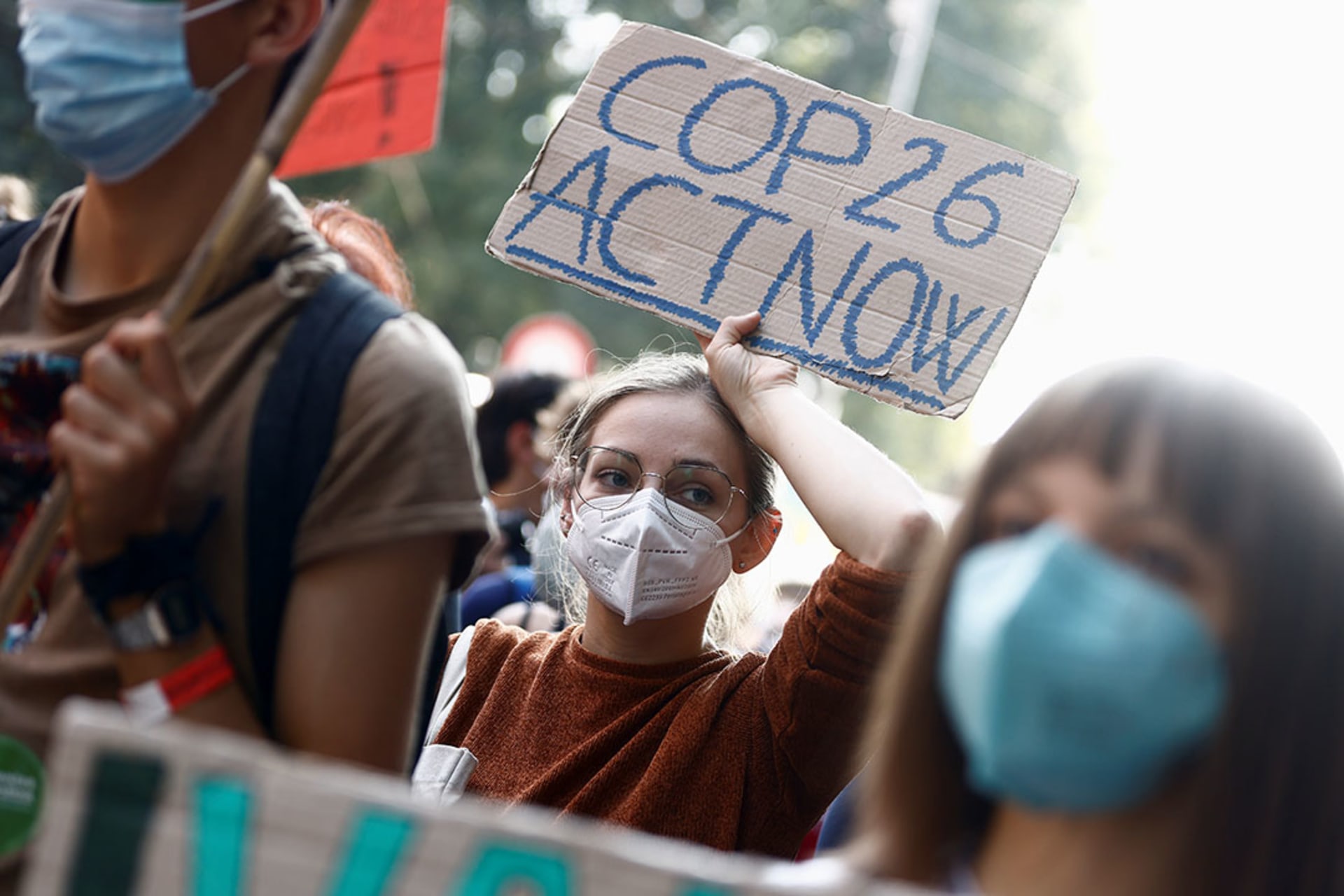Protesters in Italy call on countries to boost their commitments ahead of COP26. Guglielmo Mangiapane/Reuters