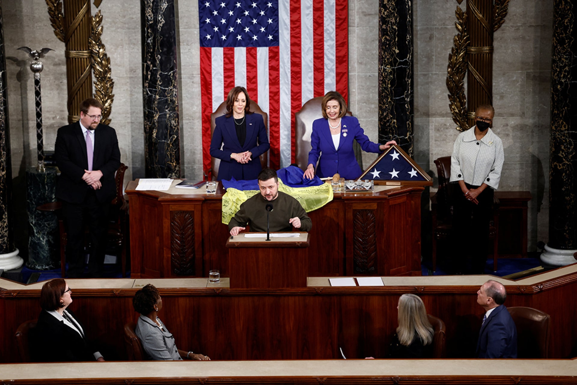President Zelenskyy addresses the U.S. Congress. 

