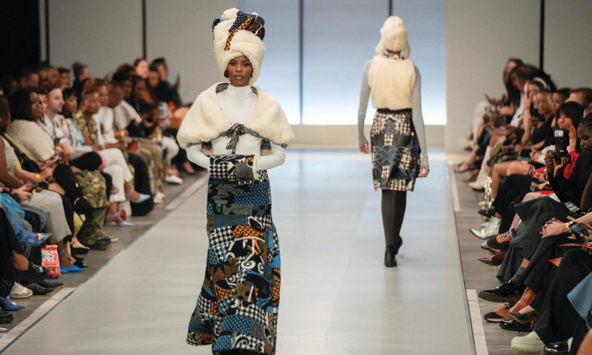 A model presents a creation by fashion designer Thabo Makhetha at South Africa Fashion Week, in Johannesburg, South Africa, September 26, 2024.
