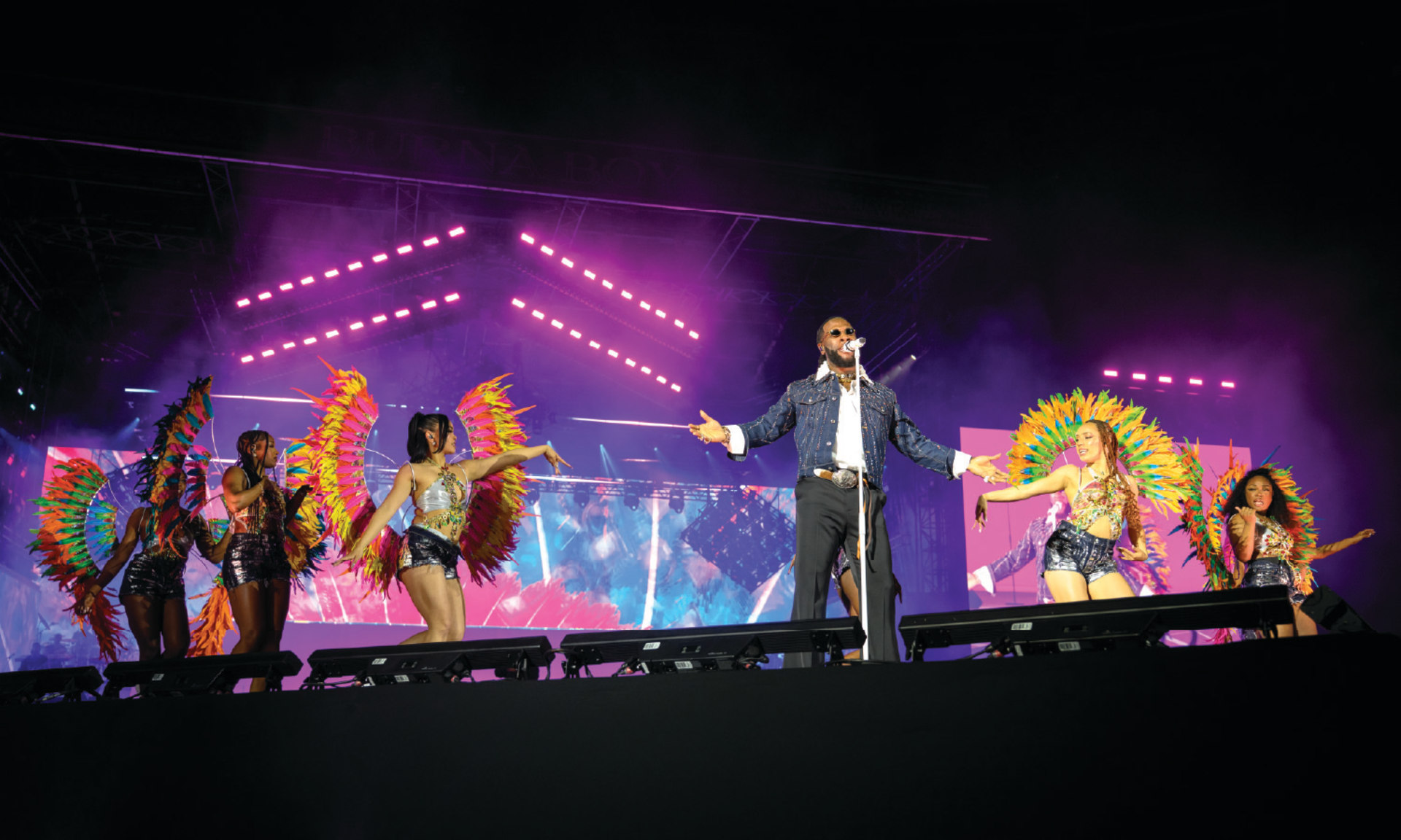 Burna Boy performs live on stage at Stade de France in Paris, France, on April 18, 2025.