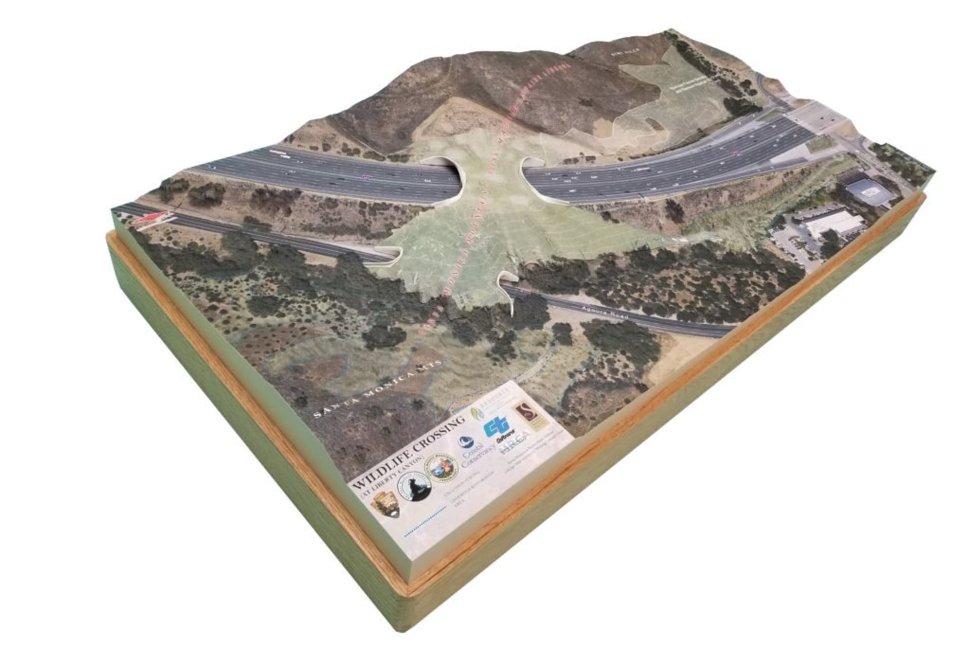 A 3D rendering of a wildlife crossing.