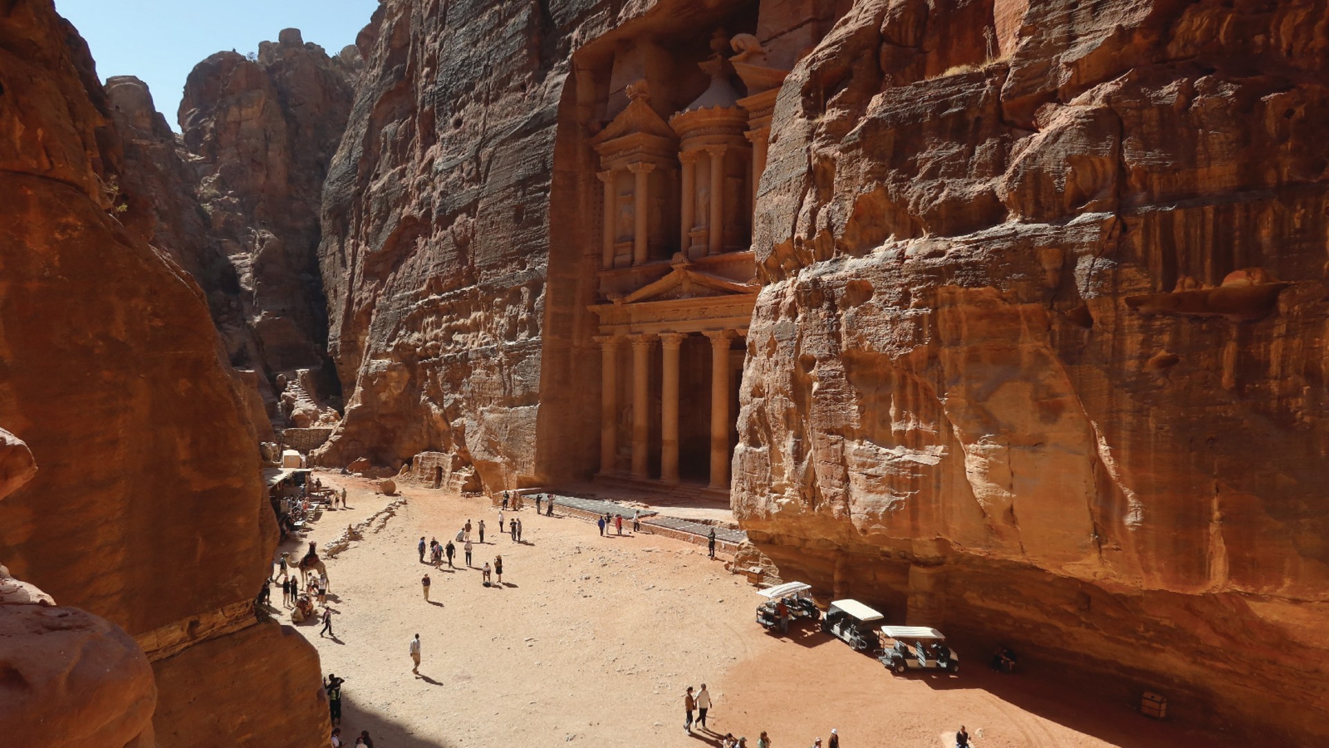 People walk in the ancient city of Petra, Jordan, October 29, 2024.