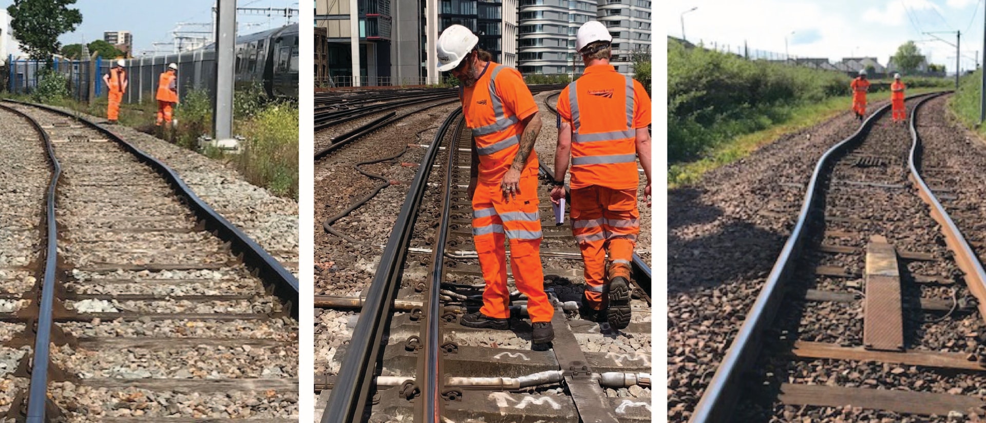 Rail workers repaired tracks in Suffolk, United Kingdom, where the hottest rail reached 143.6°F 
