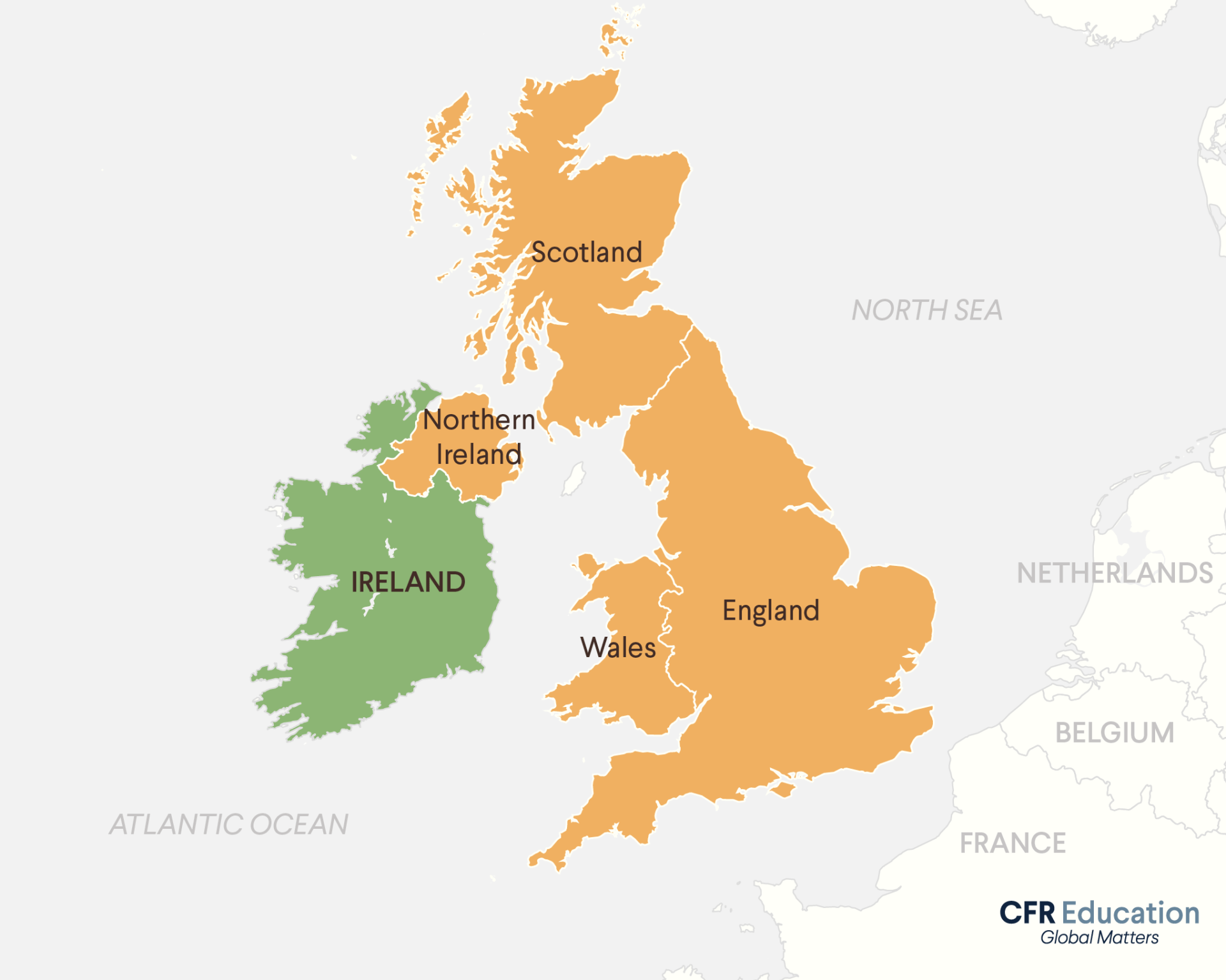 Map showing the British Isles. For more info contact us at cfr_education@cfr.org.